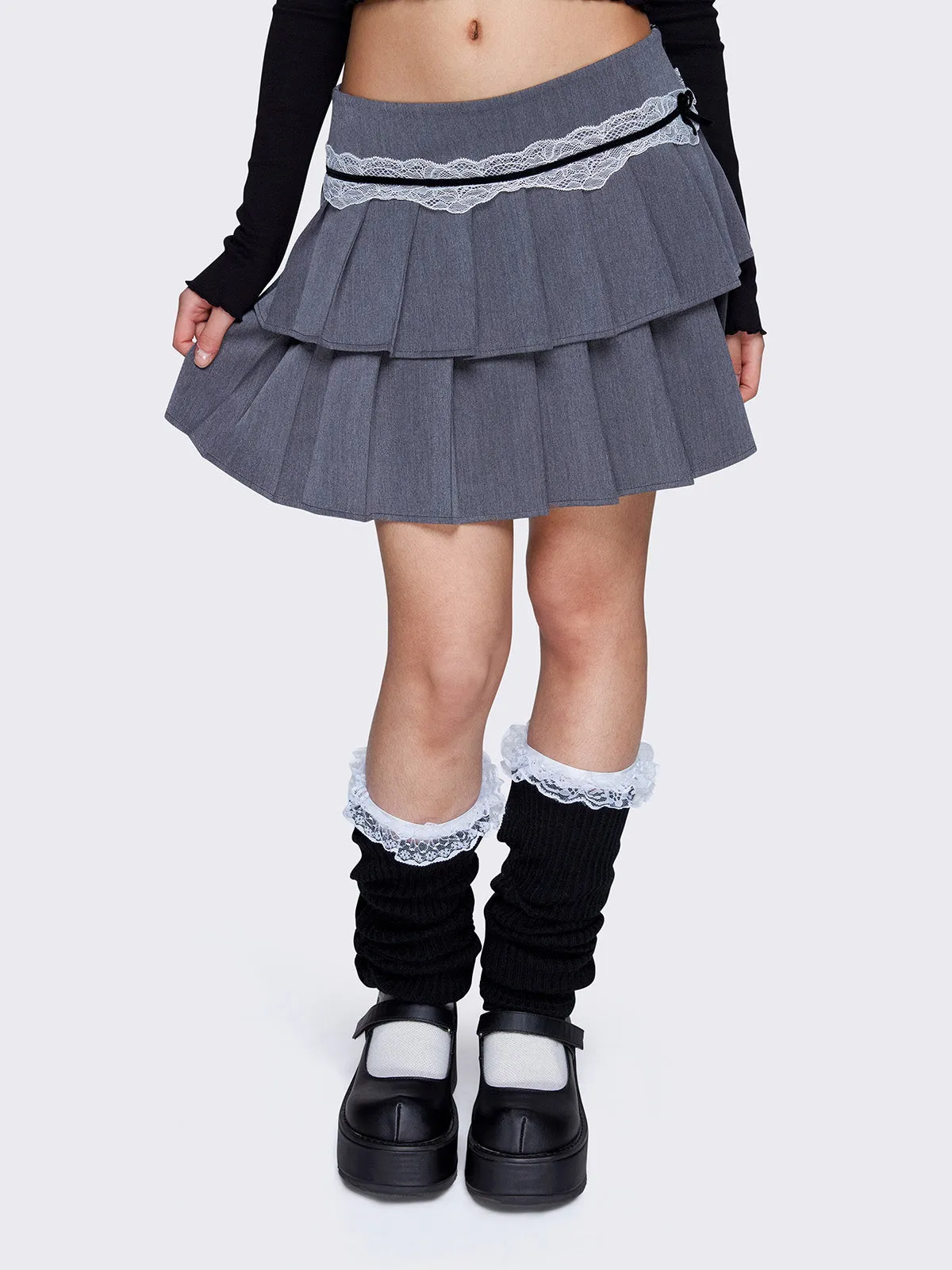 Elodie Grey Pleated Mini Skirt