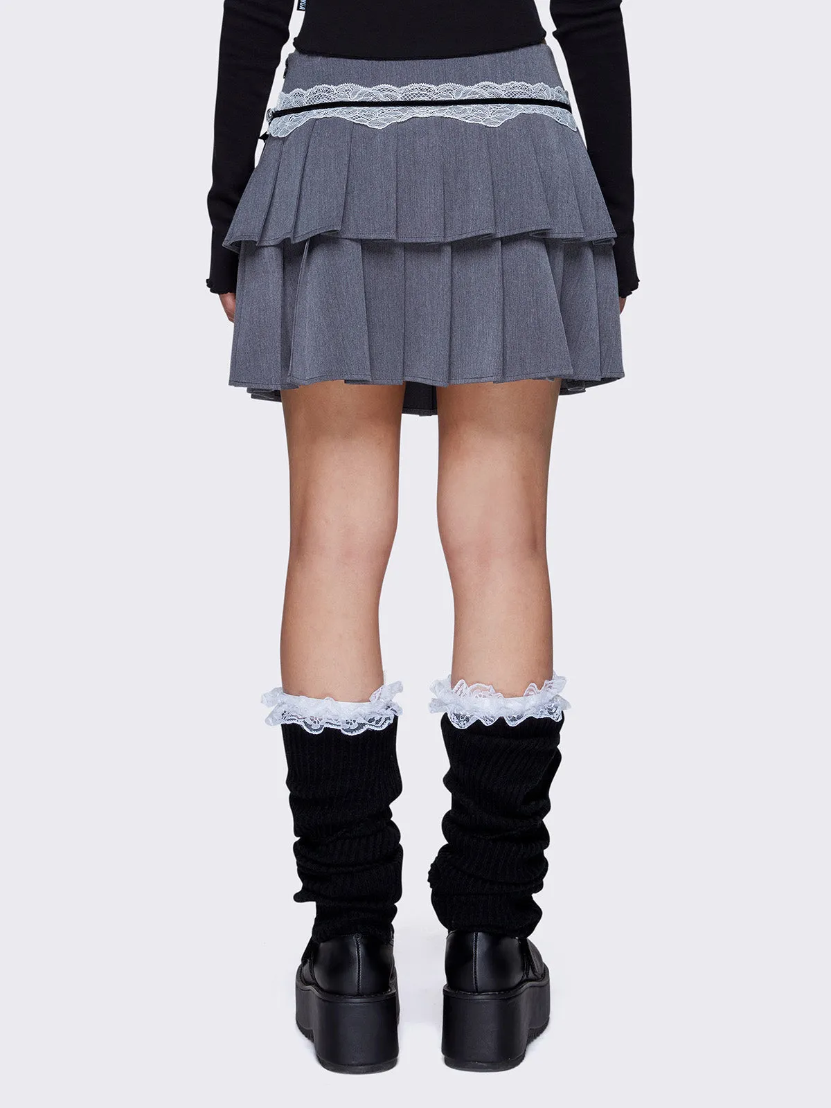 Elodie Grey Pleated Mini Skirt