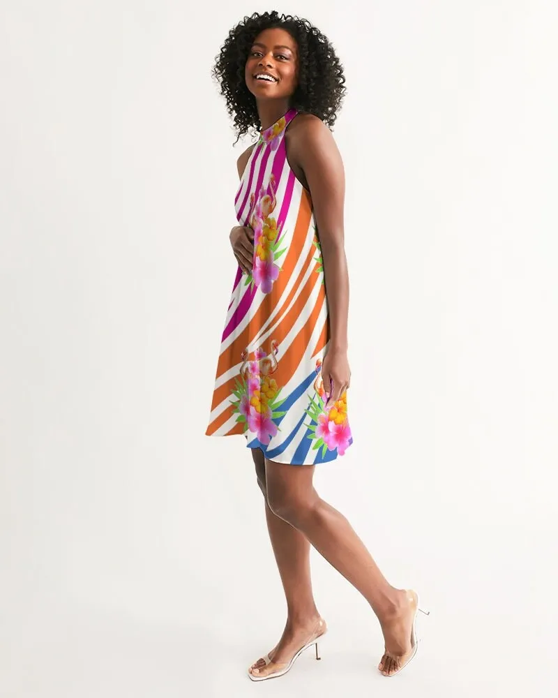 Flamingo Fiesta Halter Dress