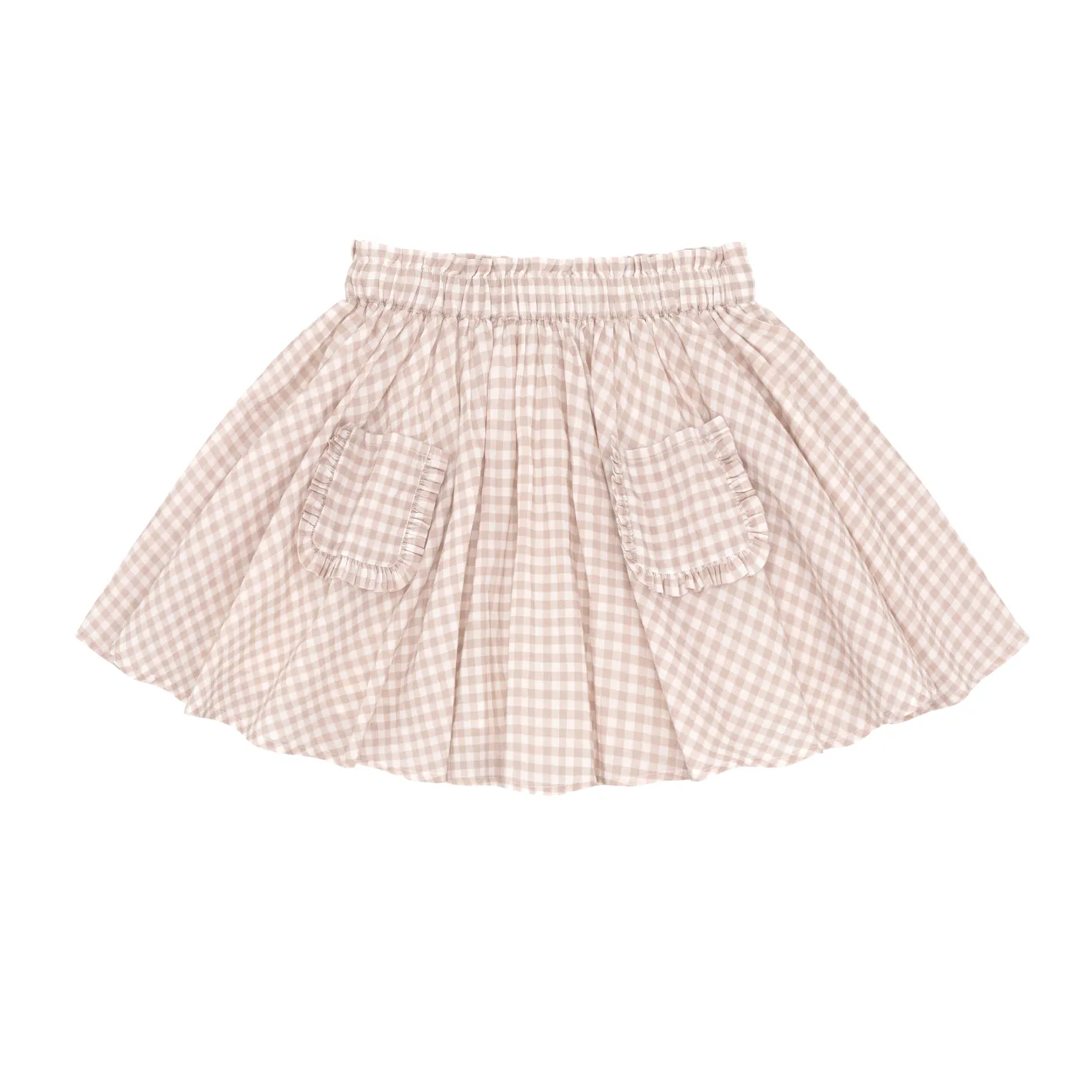 girls brown gingham skirt