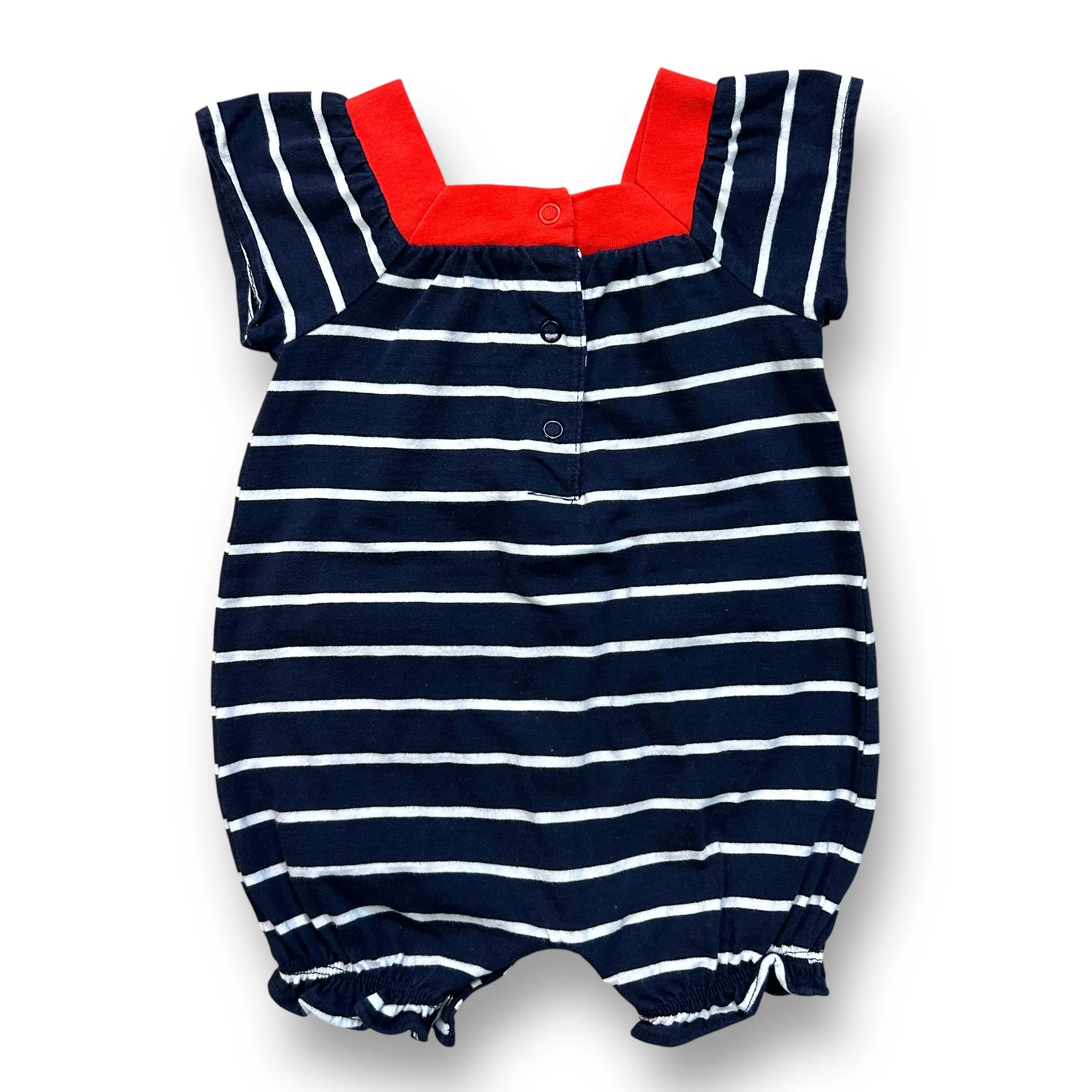 Girls Carter's Size 3 Months Navy Blue Striped Snap Bottom Romper