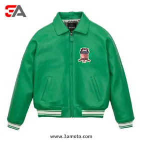 Green Varsity Bomber Icon Avirex Leather Jacket