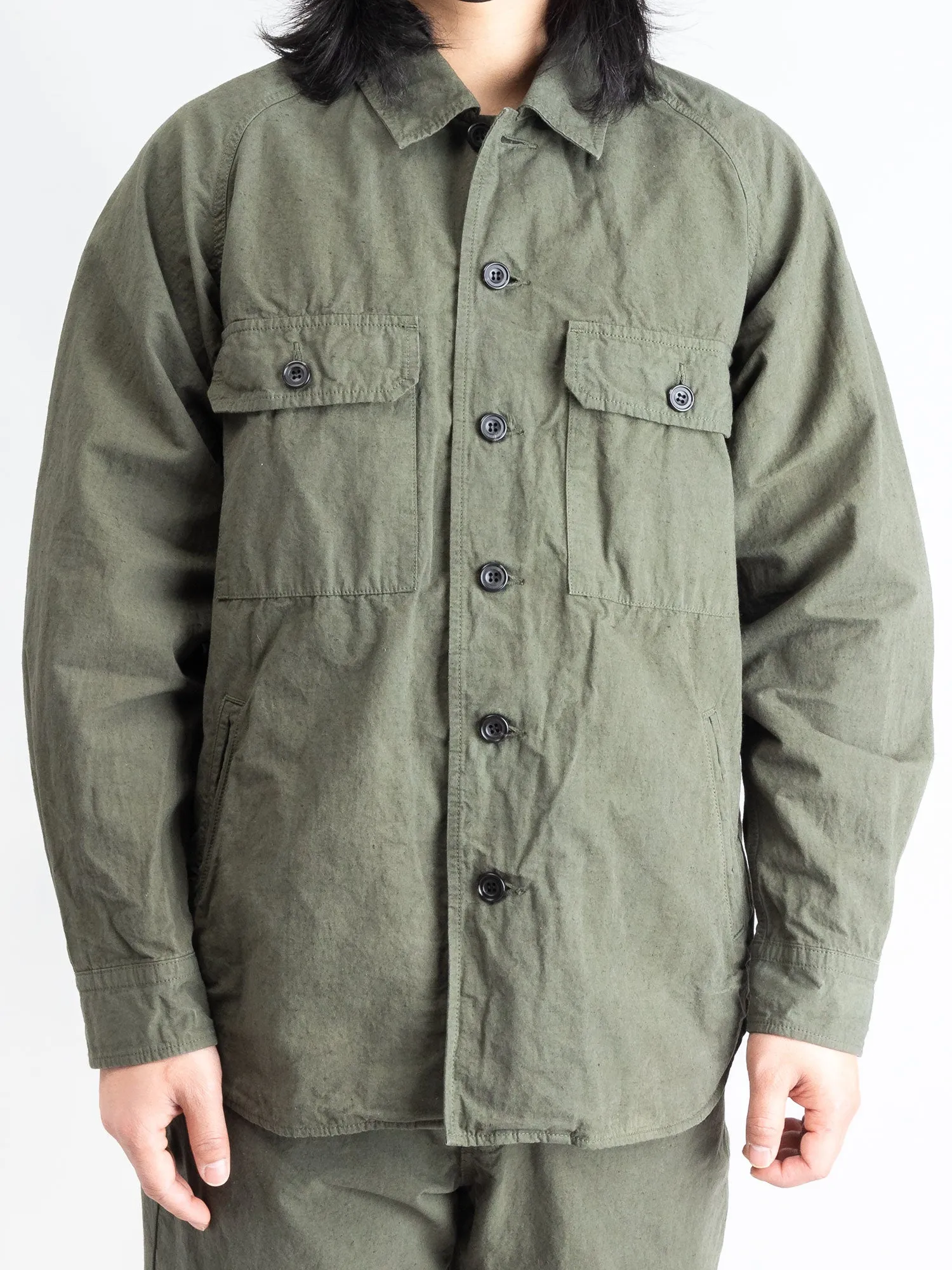 Hemp Shirt Jacket in Khaki