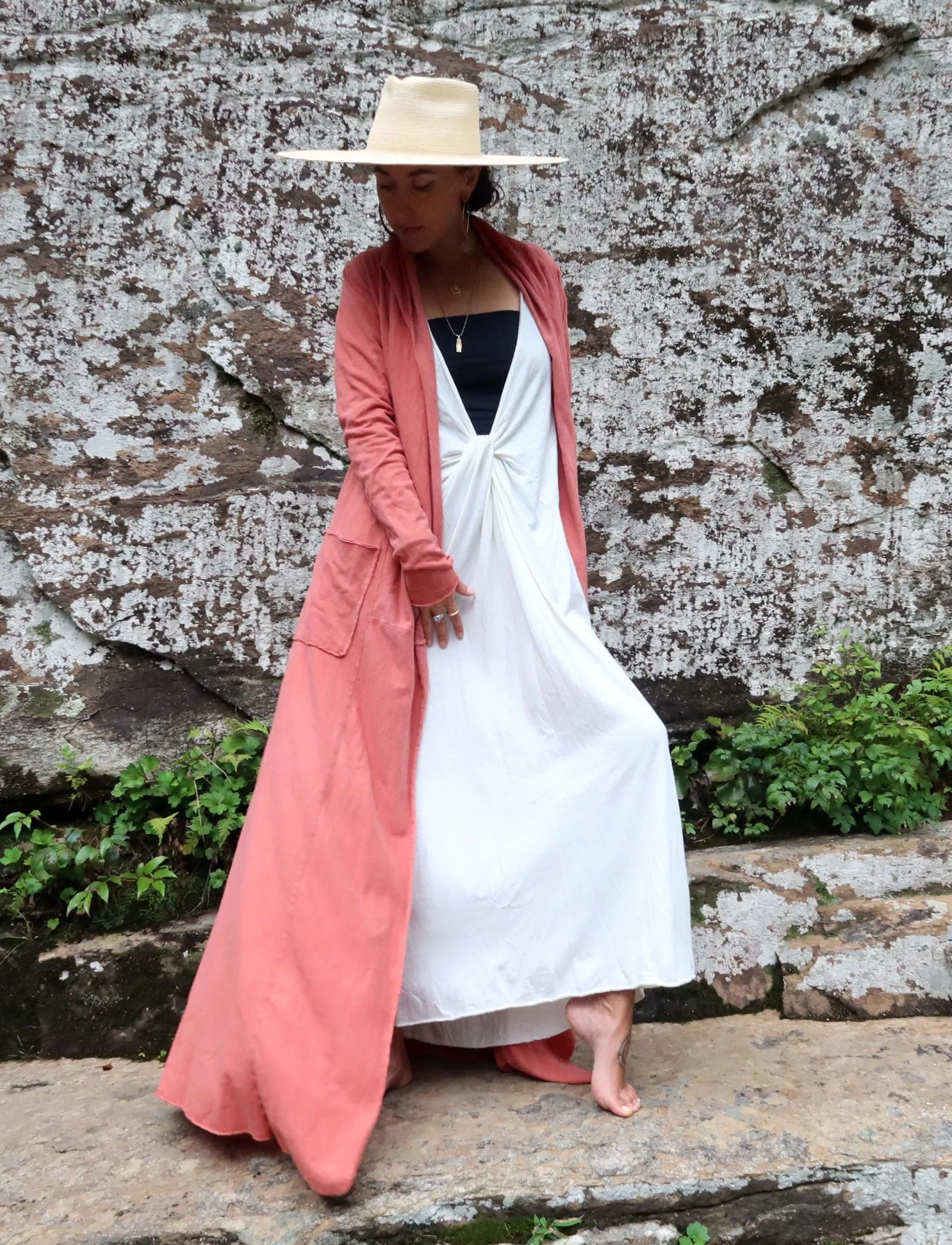 Hooded Tie Front Simplicity Long Cardigan