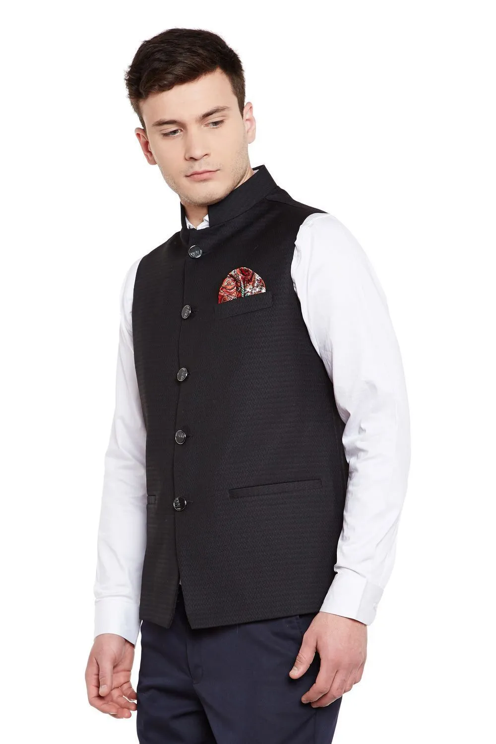 Imported Rayon Black Modi Nehru Jacket