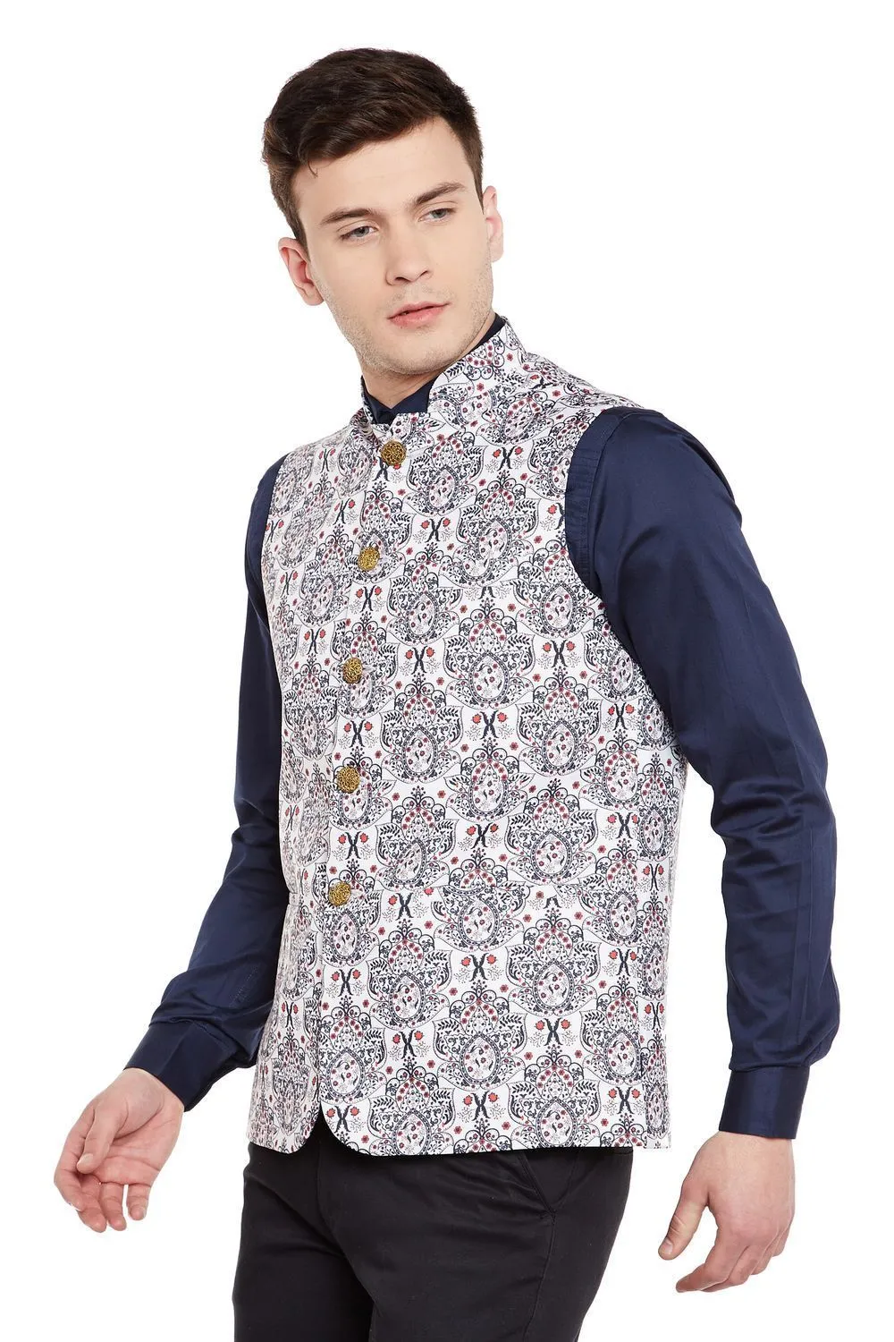 Imported Rayon MulticolouRed Modi Nehru Jacket