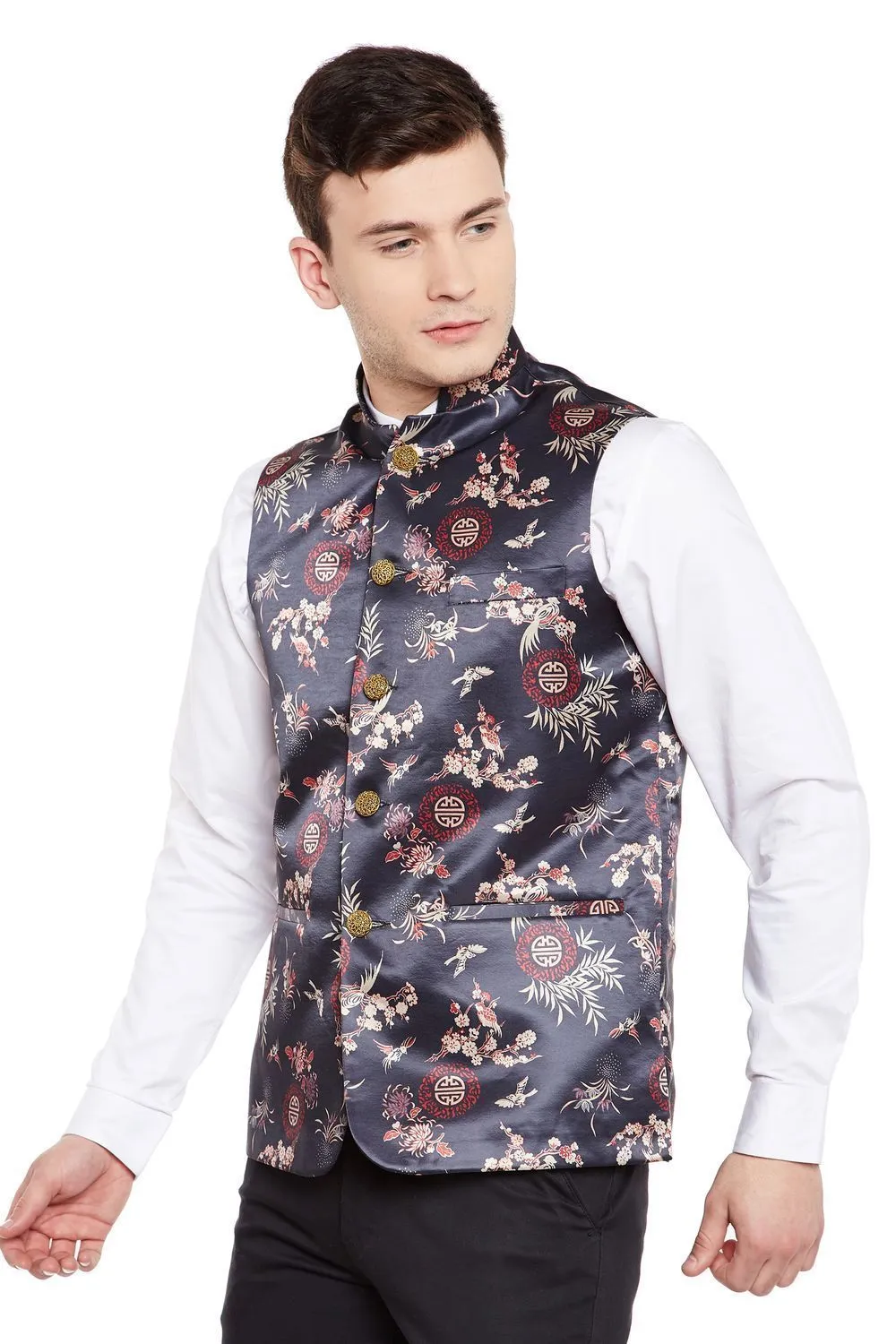 Imported Rayon MulticolouRed Modi Nehru Jacket