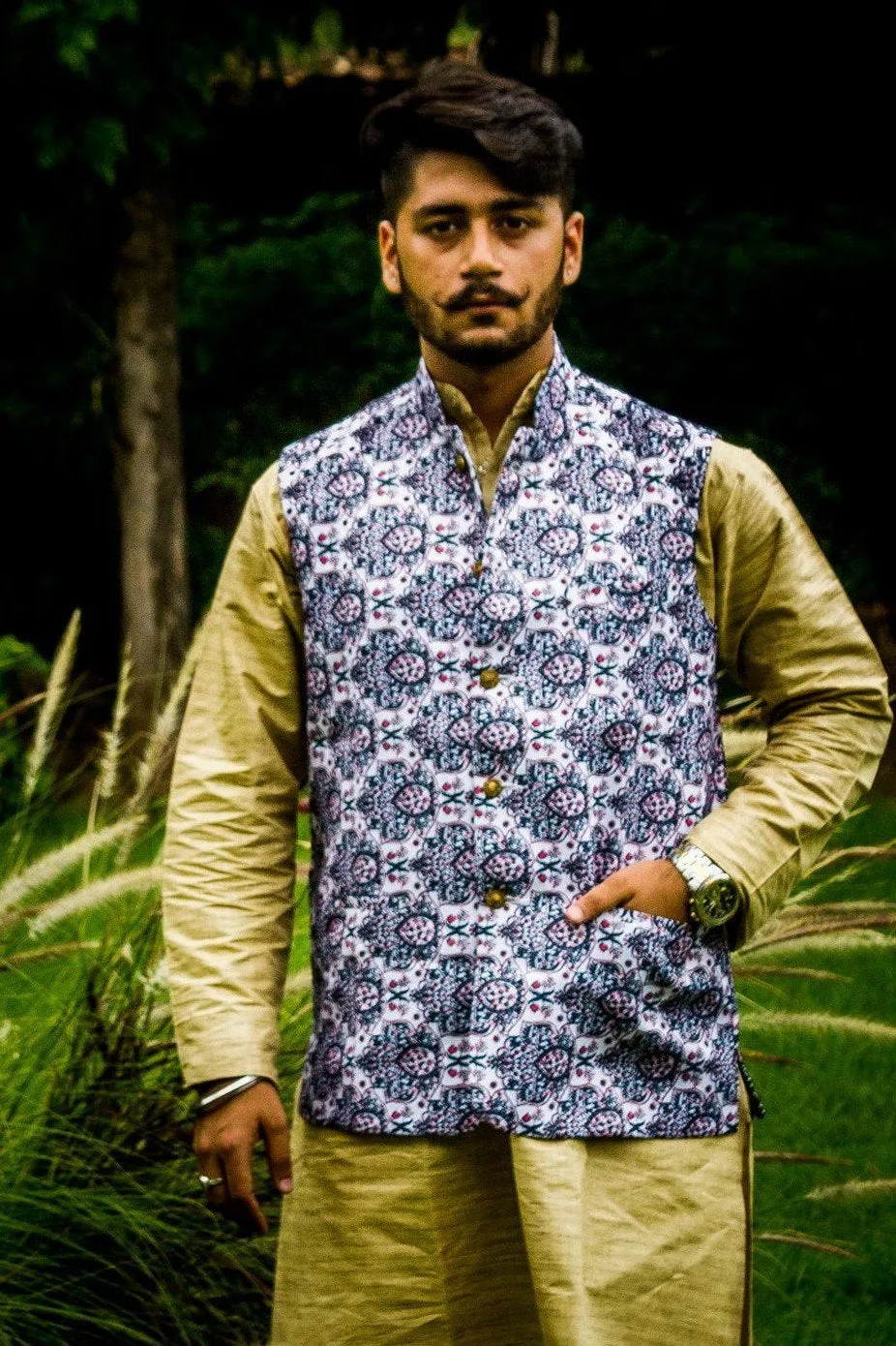 Imported Rayon MulticolouRed Modi Nehru Jacket