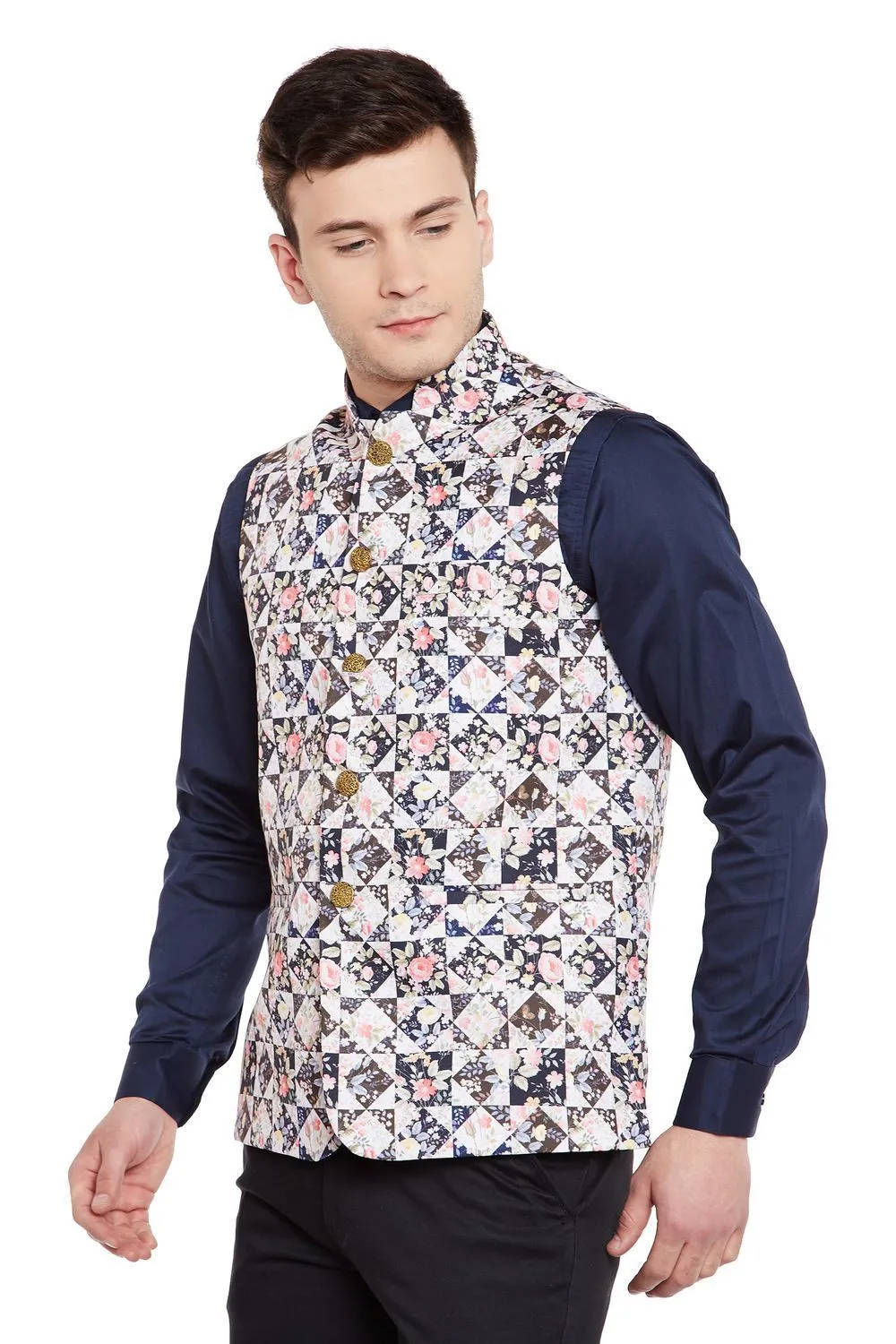 Imported Rayon MulticolouRed Modi Nehru Jacket