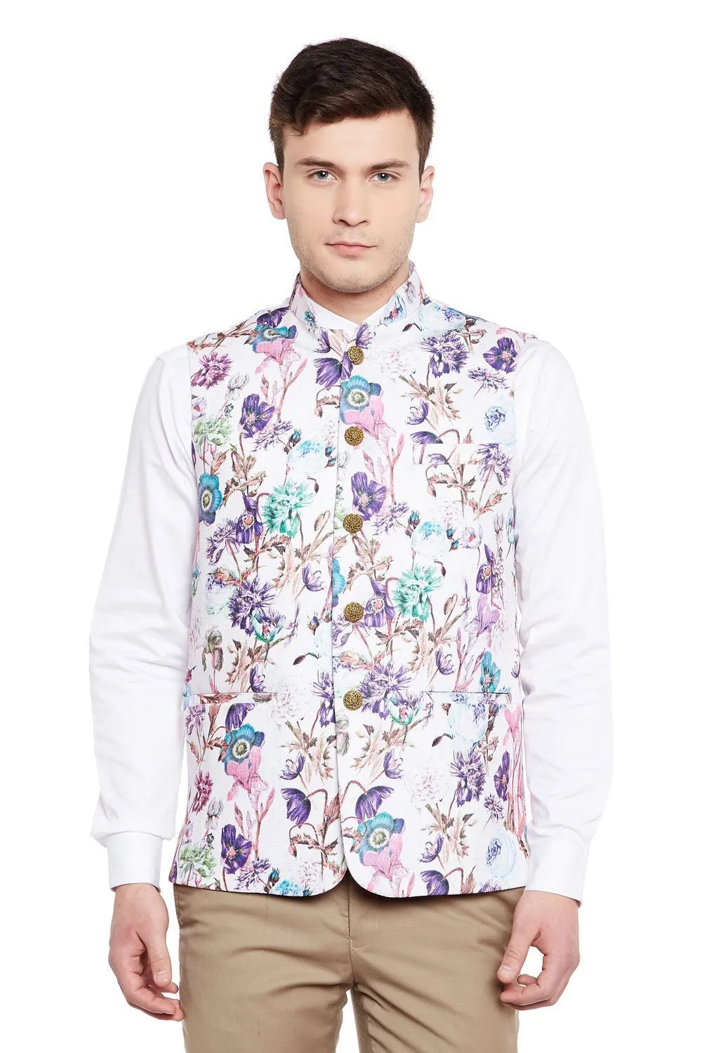 Imported Rayon MulticolouRed Modi Nehru Jacket