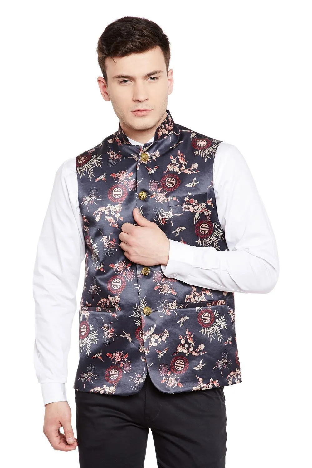 Imported Rayon MulticolouRed Modi Nehru Jacket