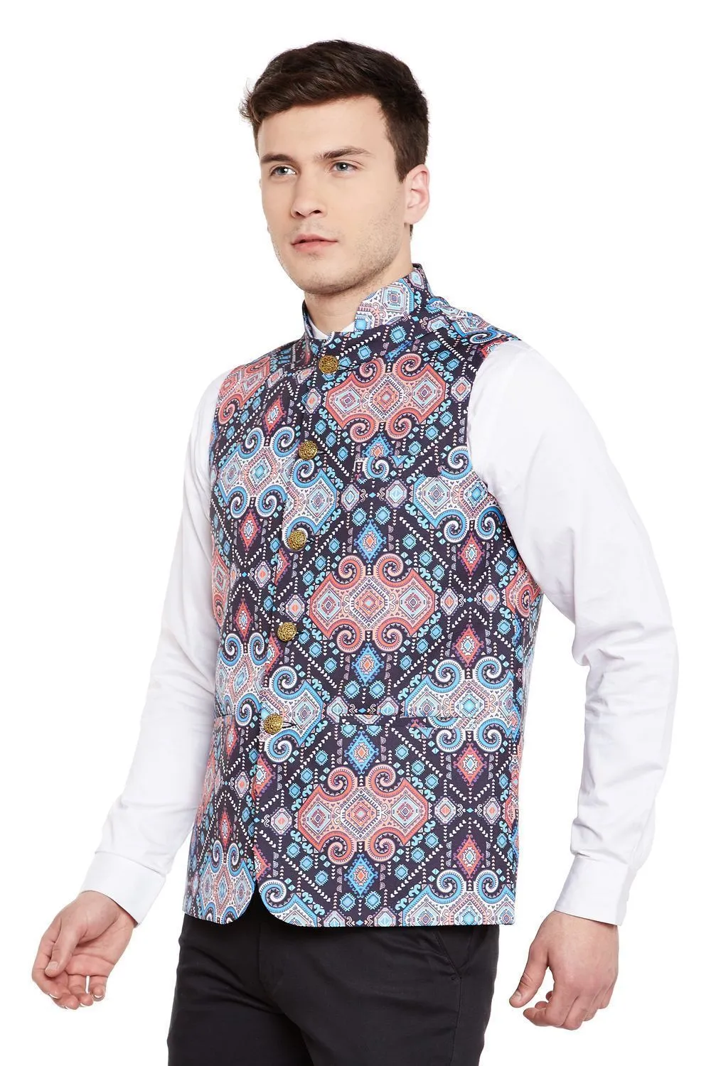 Imported Rayon MulticolouRed Modi Nehru Jacket