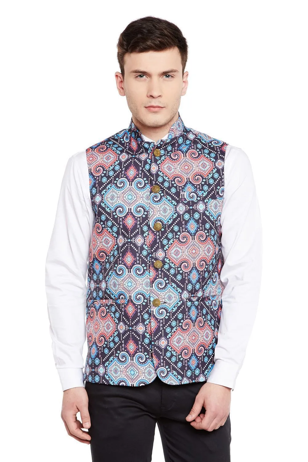 Imported Rayon MulticolouRed Modi Nehru Jacket