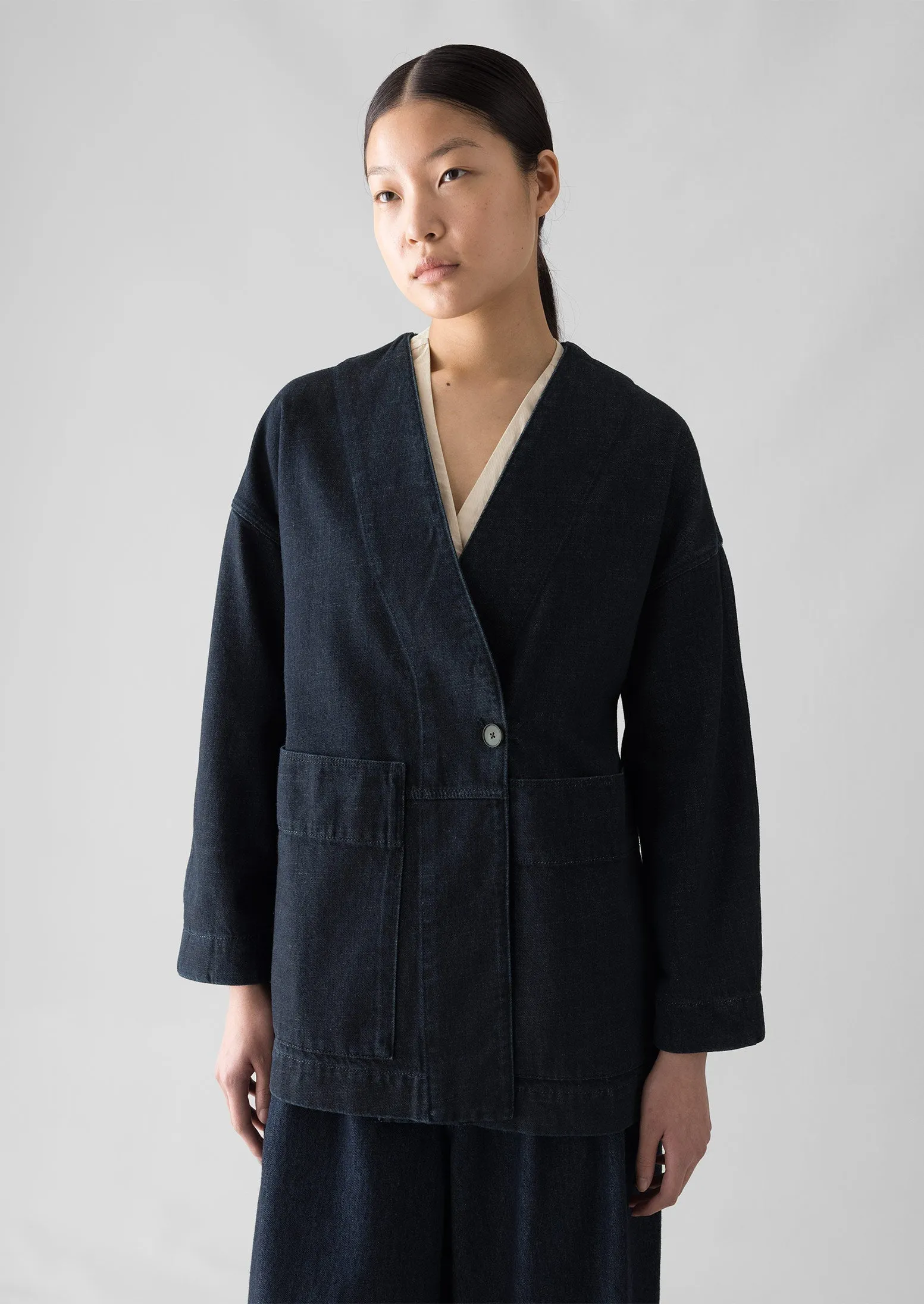 Indigo Denim Wrap Jacket | Indigo