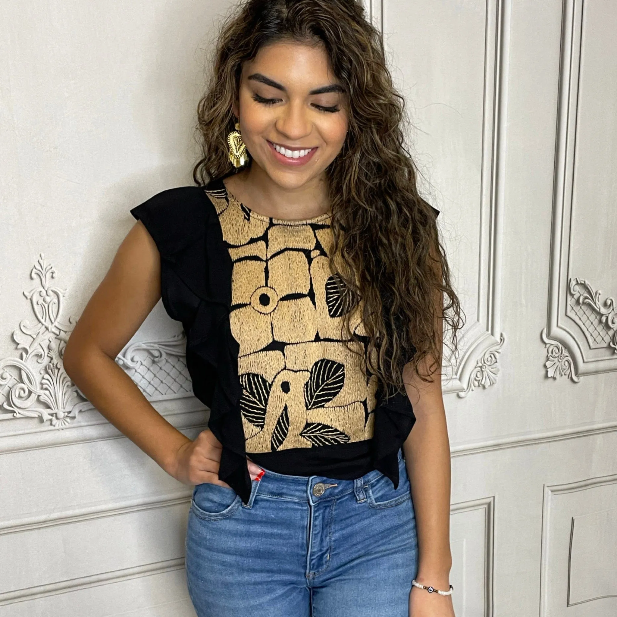 Jalapa Mexican Blouse - Butterfly Sleeve Crop Top