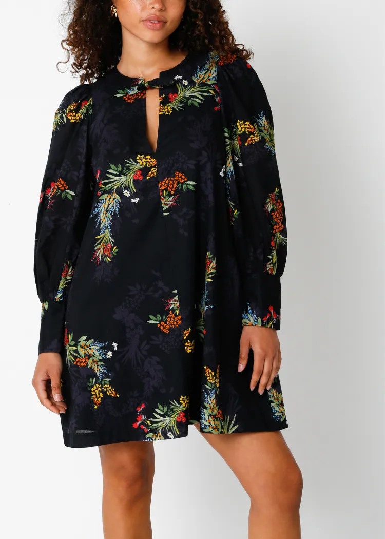 Kate Long Sleeve Babydoll Dress-Black ***FINAL SALE***