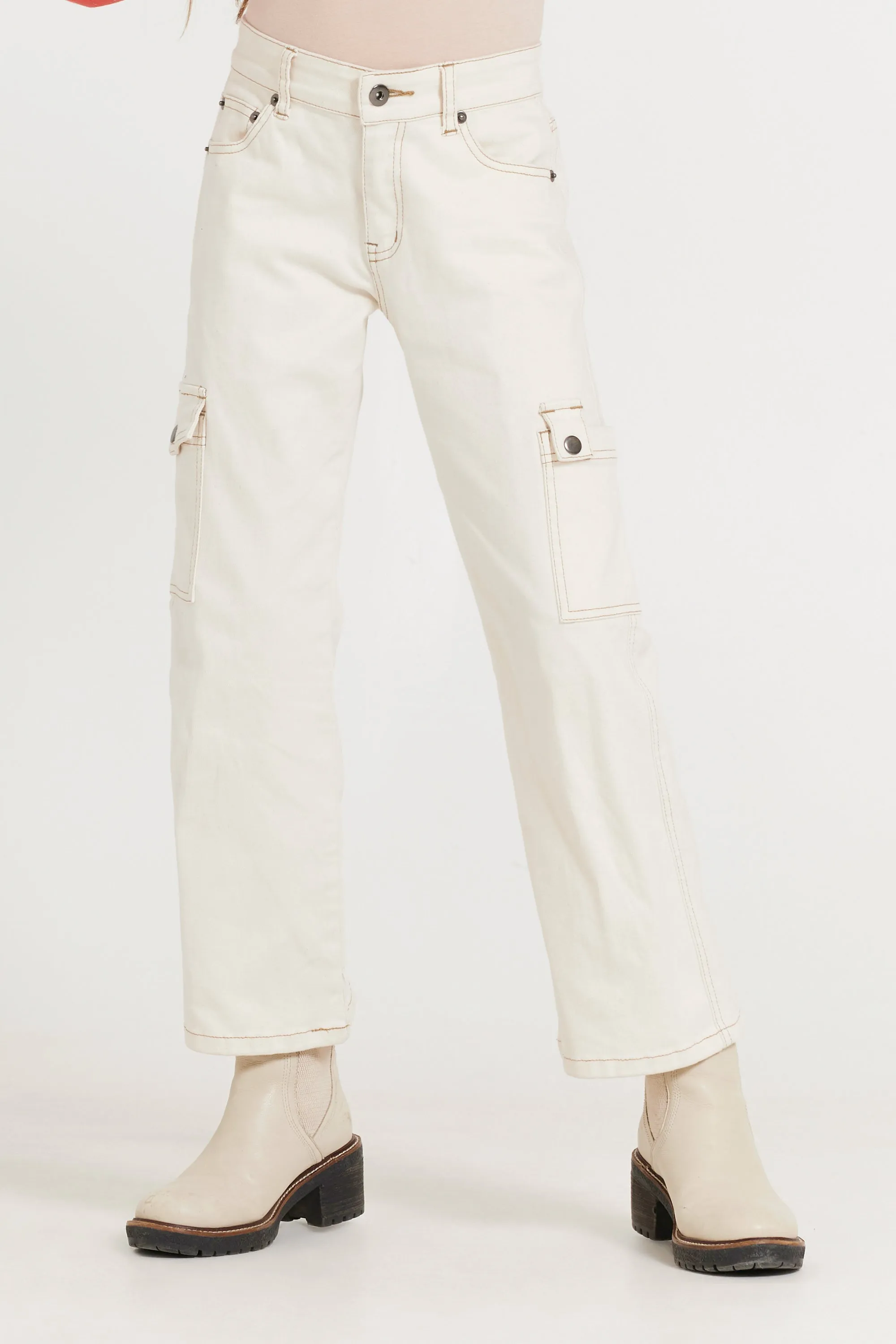 Kids Cream Cargo Jean