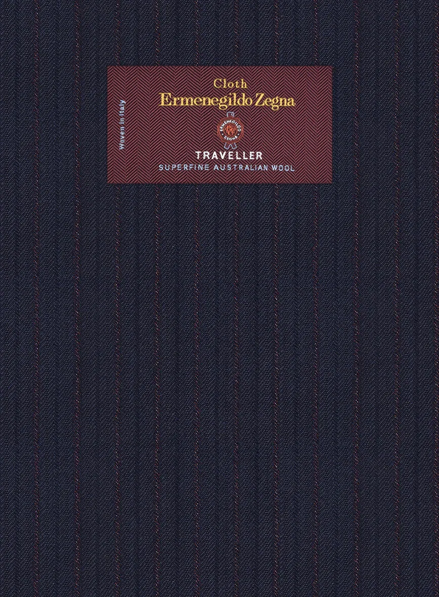 Lanificio Zegna Traveller Naquez Blue Stripe Wool Jacket