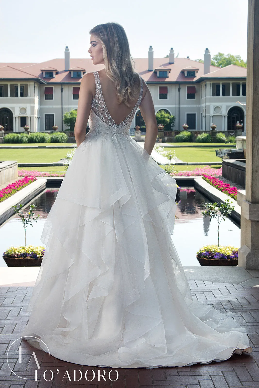 Layered V-Neck Wedding Dress by Mary's Bridal M612