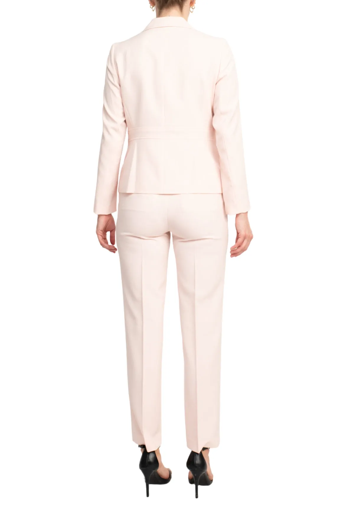 Le Suit Petite Crepe Two Button Notch Collar Jacket and Trouser Pant Set