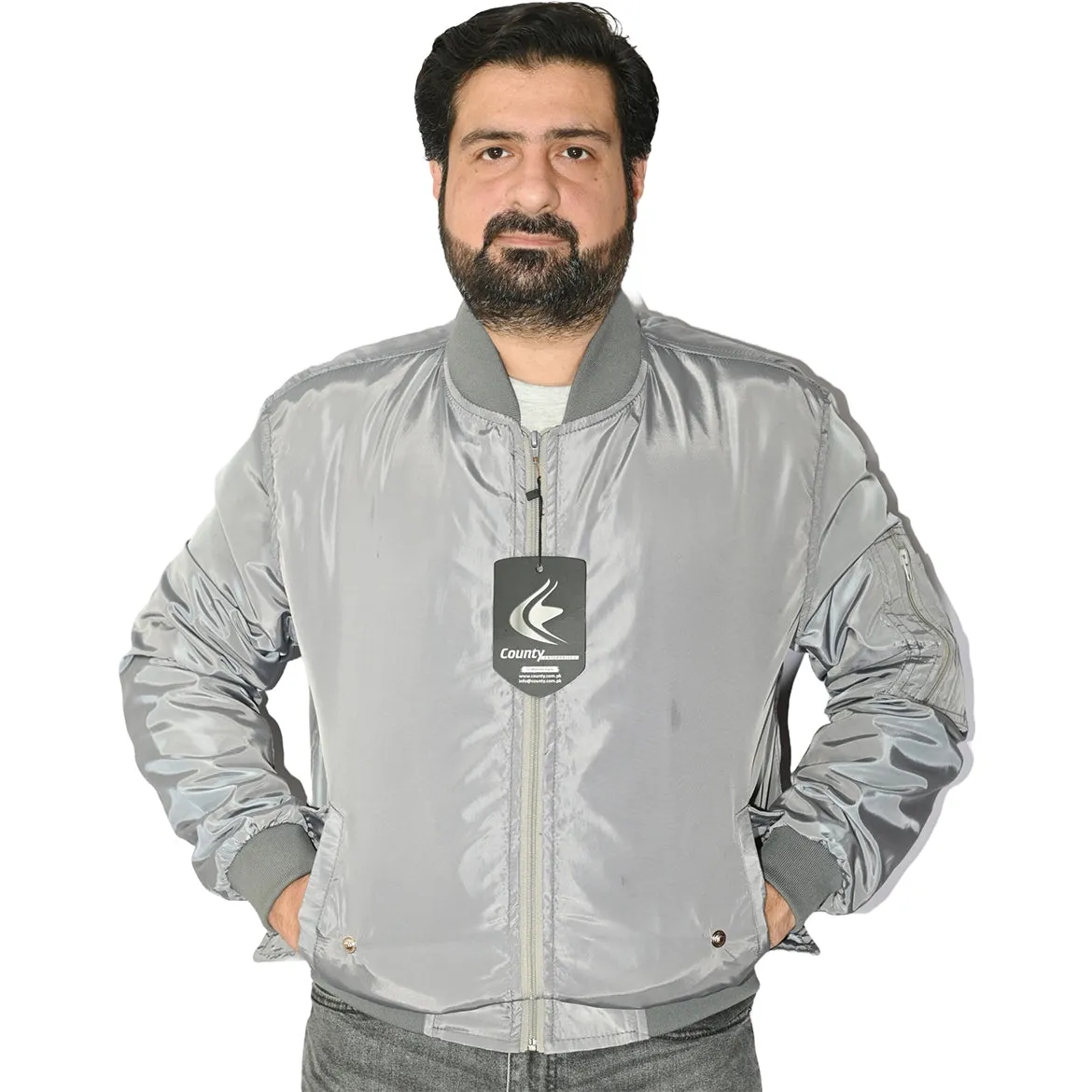 Letterman College Varsity Bomber Satin Jackets Quality Jacket Sports Wear Silver Gray Satin