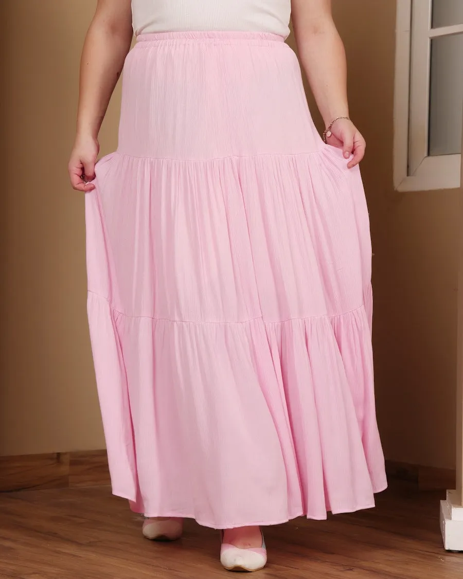 Long Solid Pleated Skirt