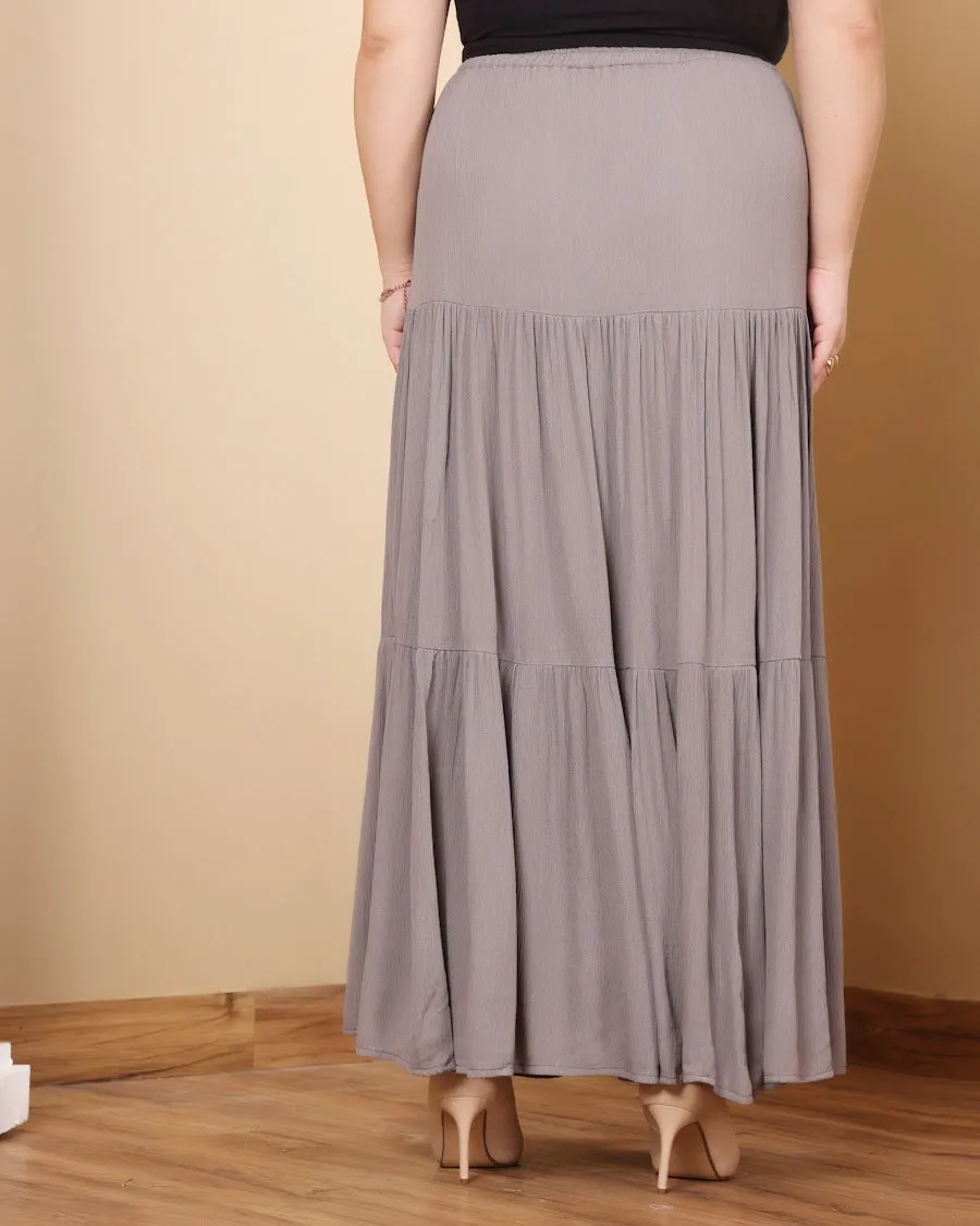 Long Solid Pleated Skirt