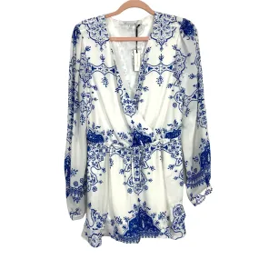 Lovers Friends Blue/White Floral Print Romper NWT- Size M (see notes)