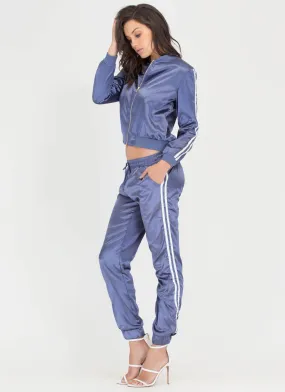 Luxe Athleisure Striped Satin Tracksuit