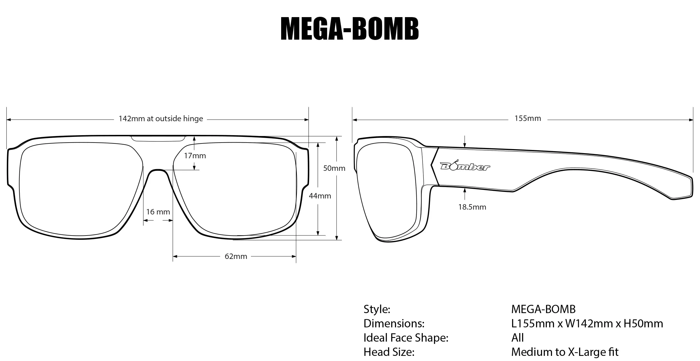 MEGA Safety - Polarized Red Mirror Black