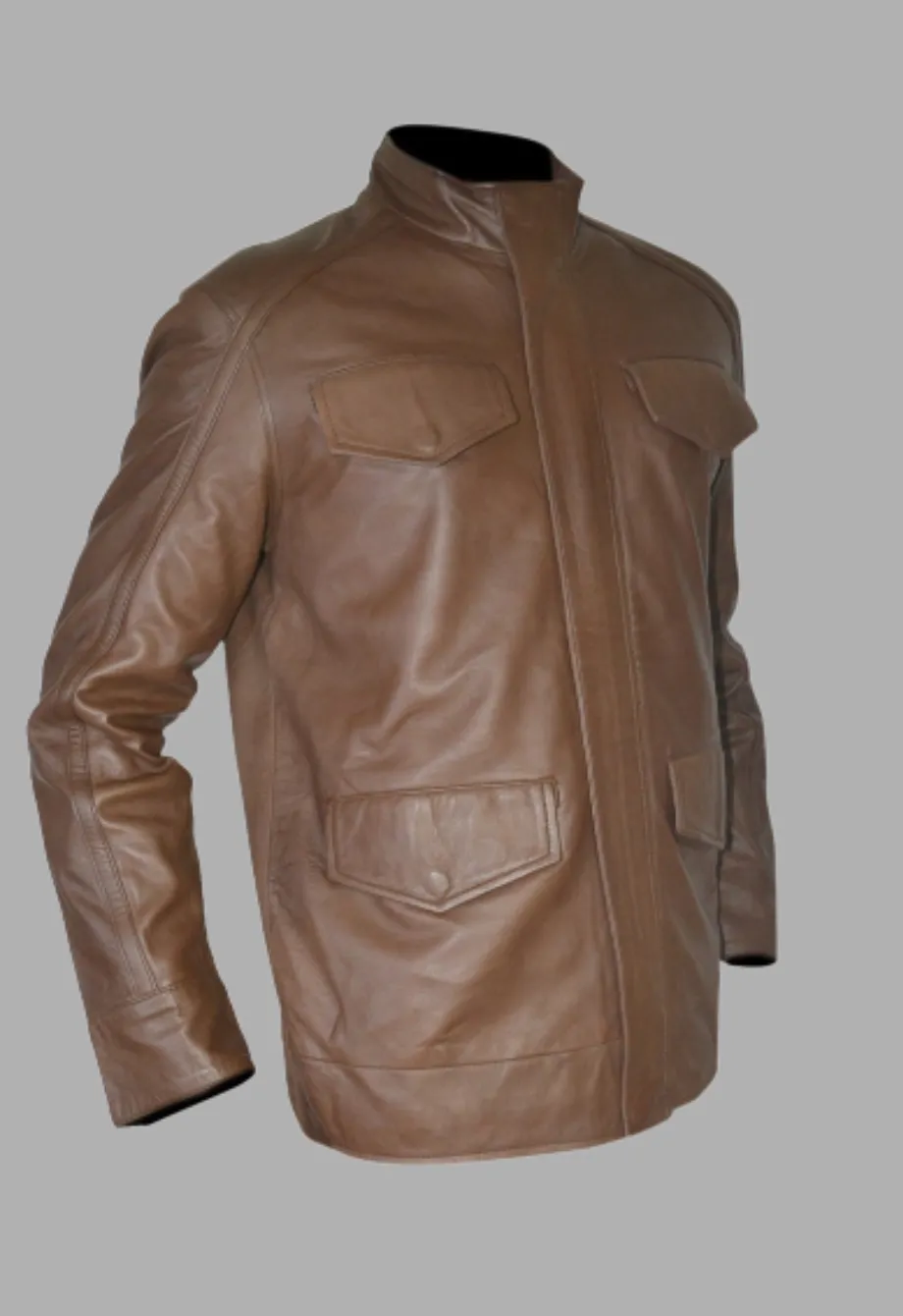 Mens Designer Detective Brown Leather Jacket