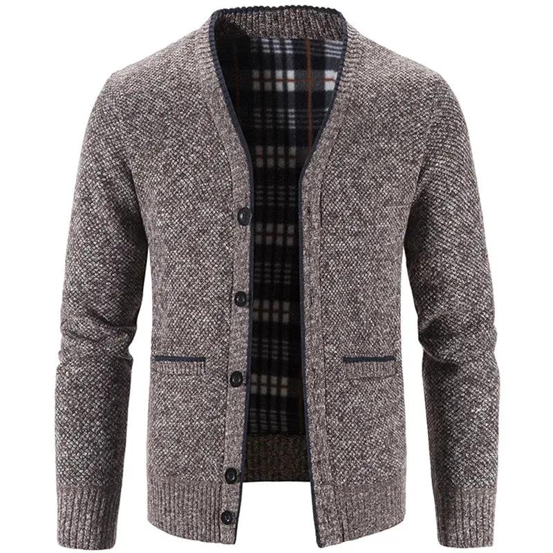 Men's Knit Fleece Lined Sweater Coat Cardigan