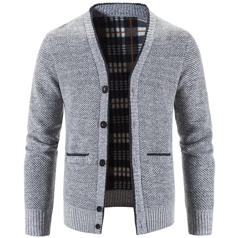 Men's Knit Fleece Lined Sweater Coat Cardigan