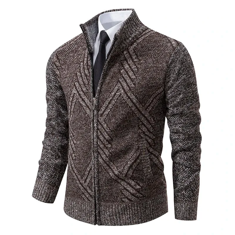 Men's Knit Fleece Lined Sweater Coat Cardigan