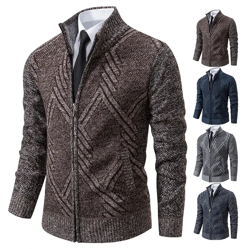 Men's Knit Fleece Lined Sweater Coat Cardigan