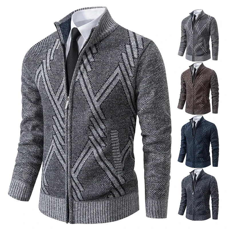 Men's Knit Fleece Lined Sweater Coat Cardigan