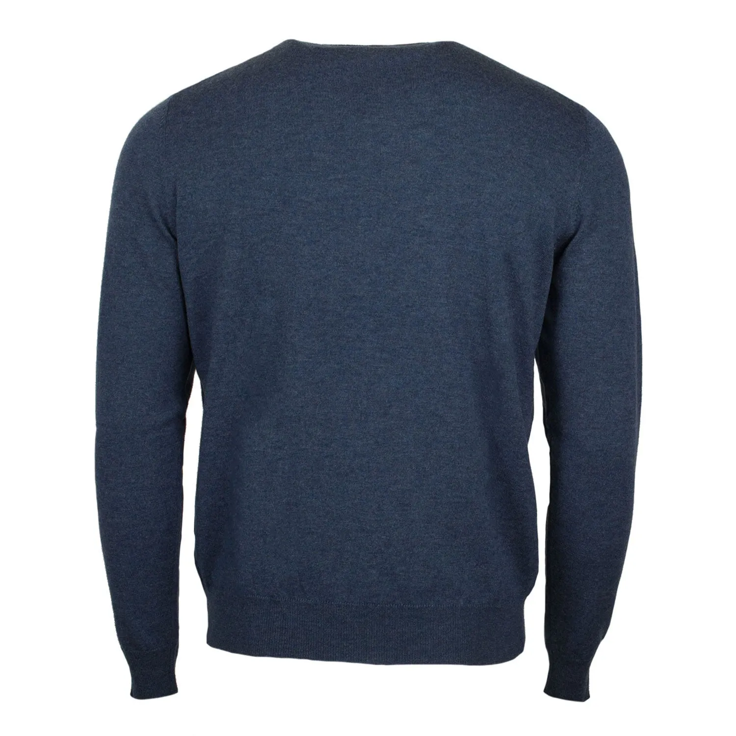 Men's Merino Wool V Neck Jumper Denim