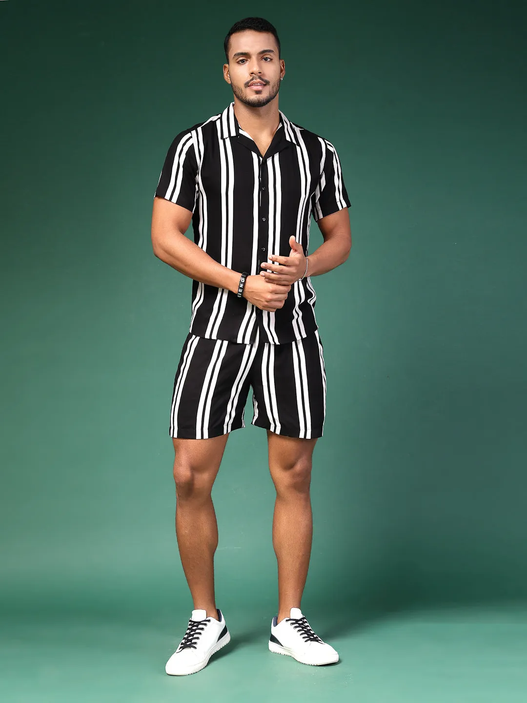 Men's Striped Rayon Co-Ords