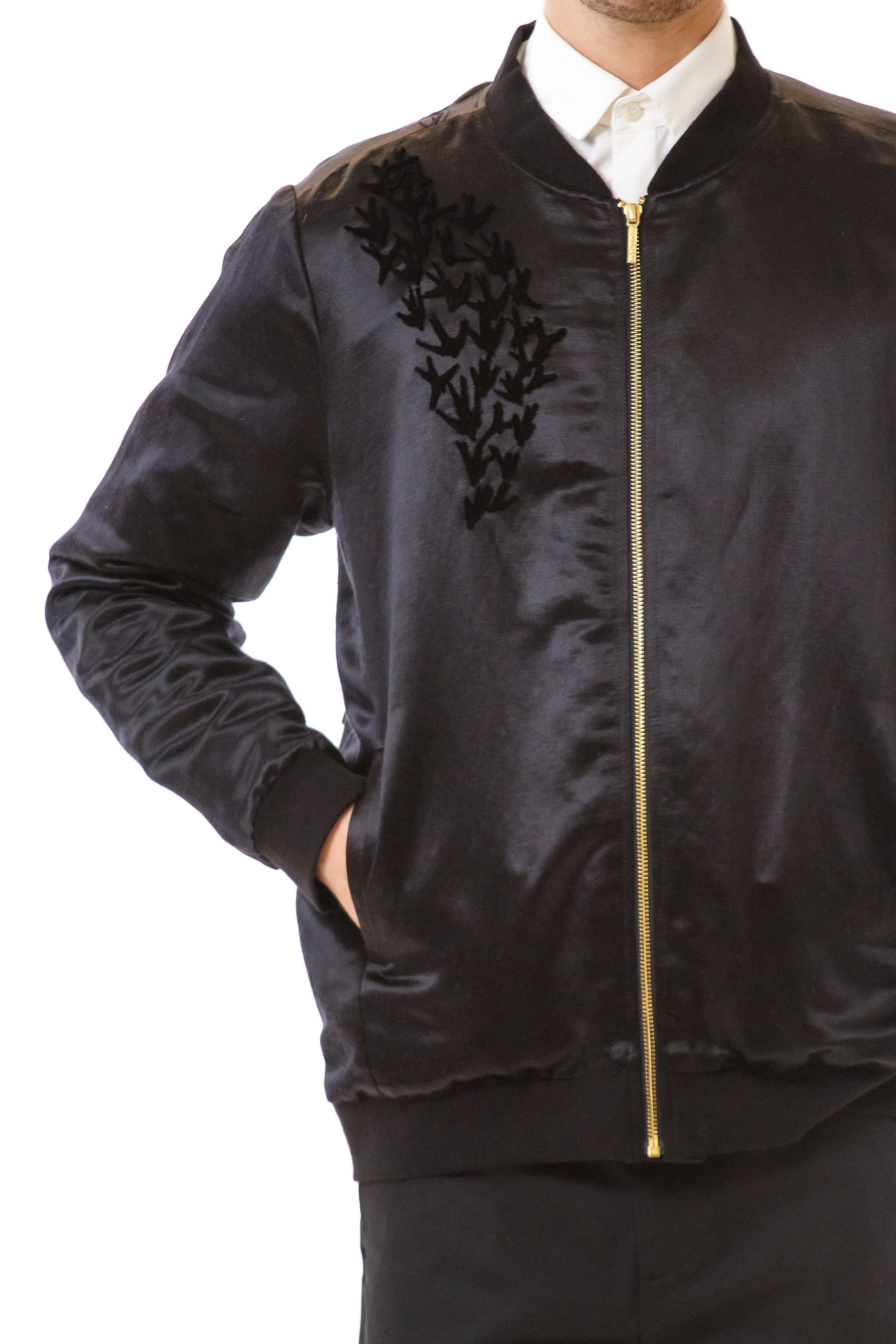 Mens Tufted Silk Bomber