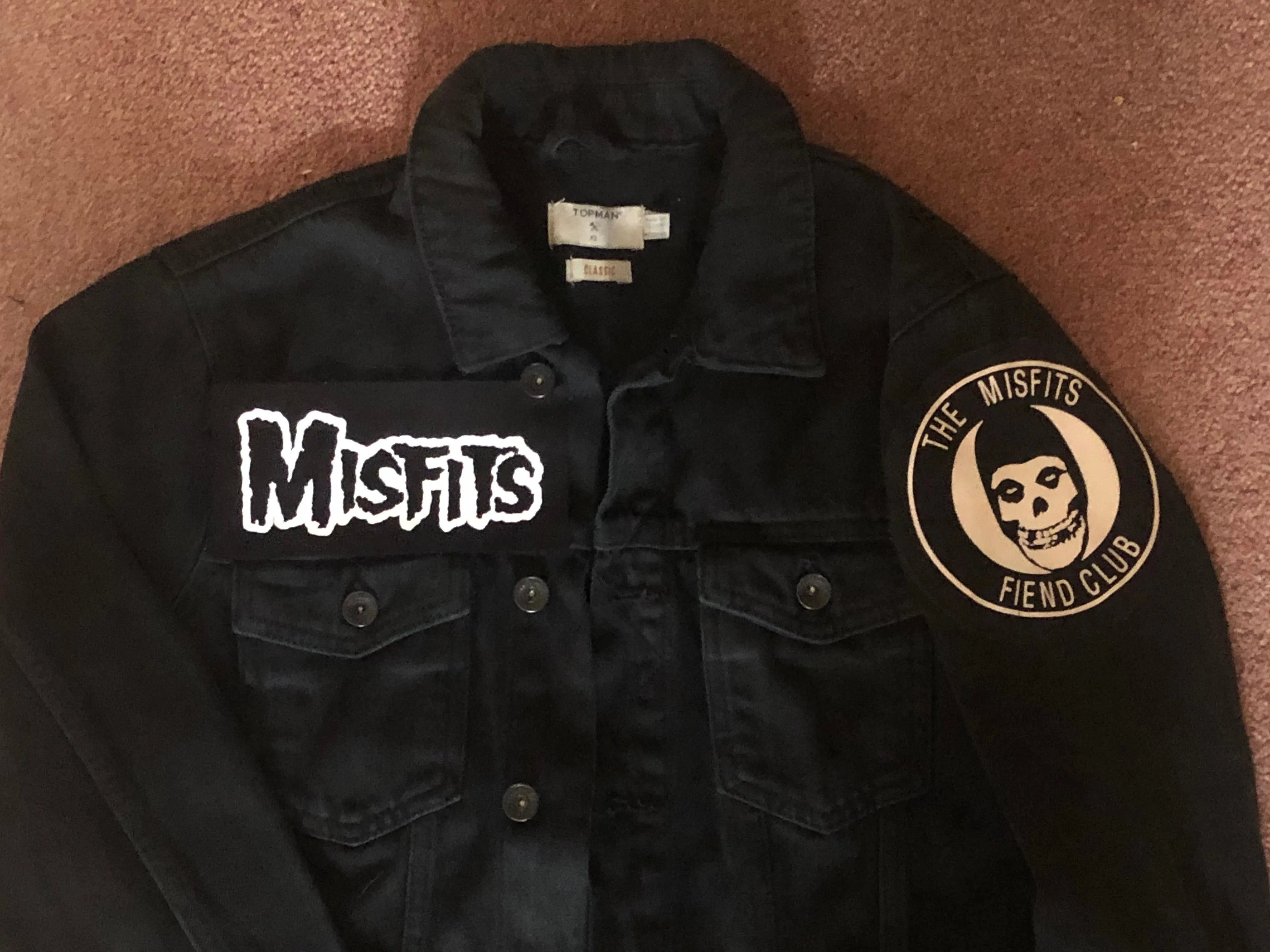 Misfits Fiend Club Black Denim Horror Business Punk Jacket Crimson Ghost Skull