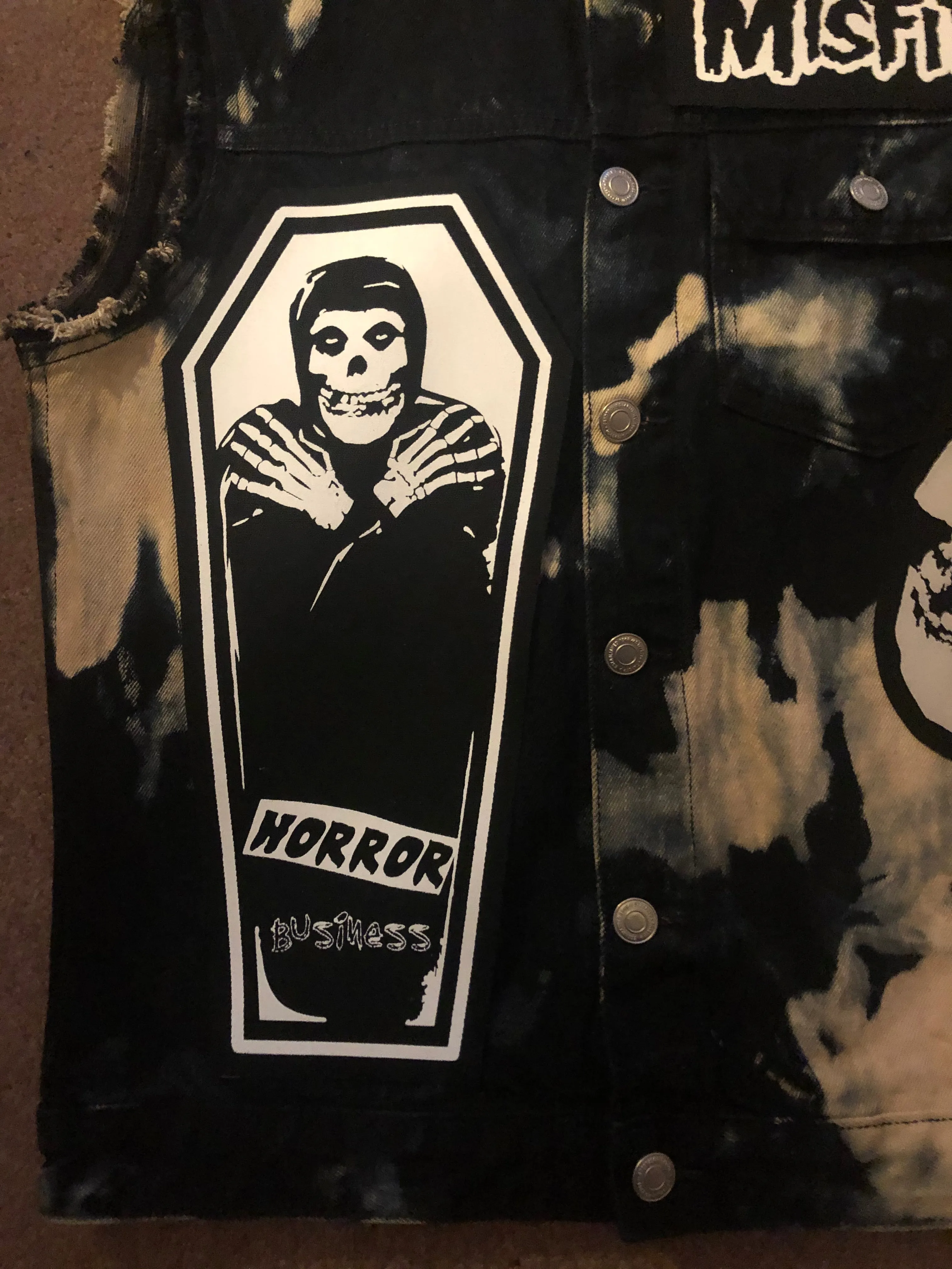 Misfits Tie-Bleach Horror Business Denim Punk Cut-Off Crimson Ghost Fiend Club