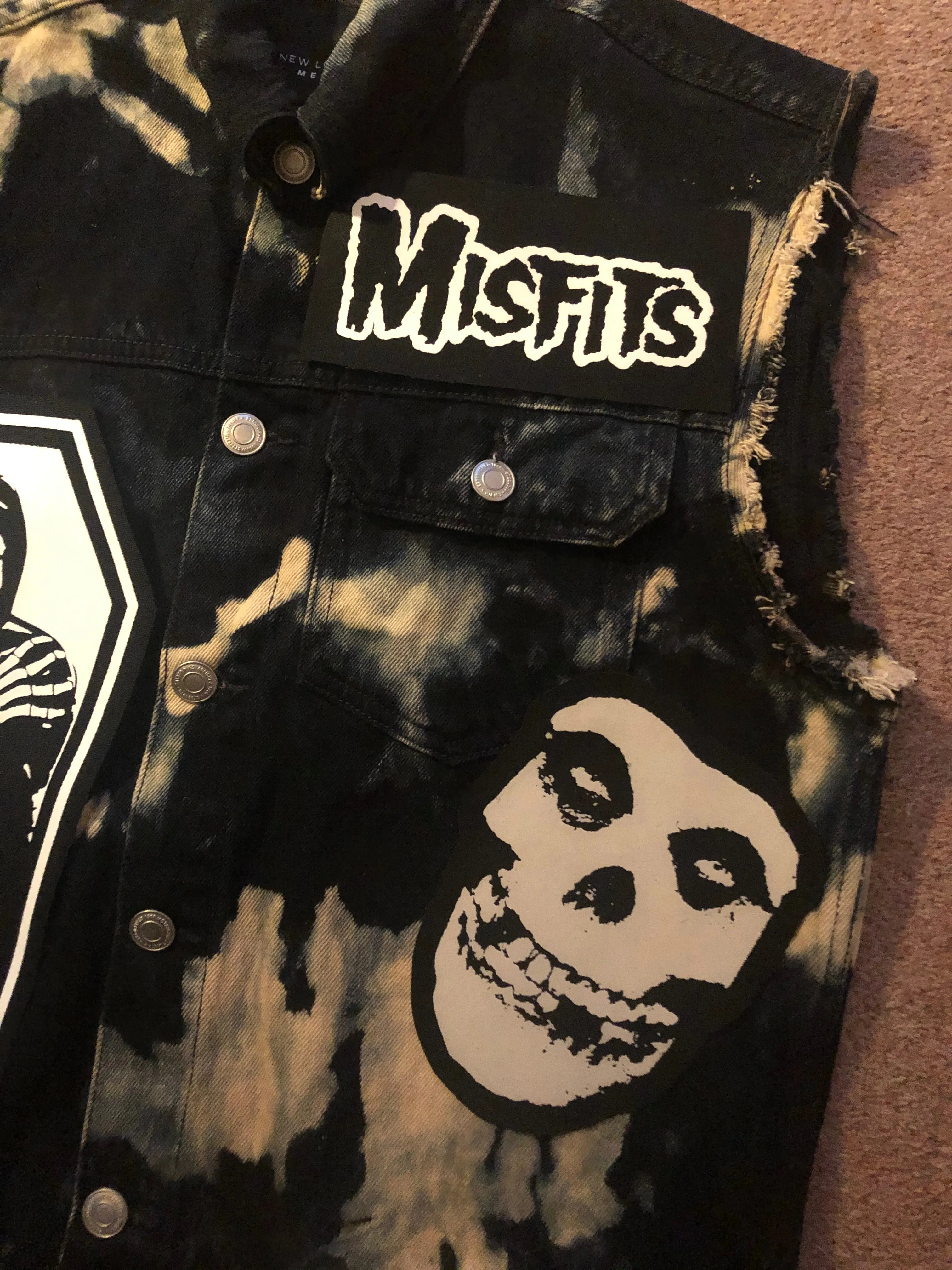 Misfits Tie-Bleach Horror Business Denim Punk Cut-Off Crimson Ghost Fiend Club