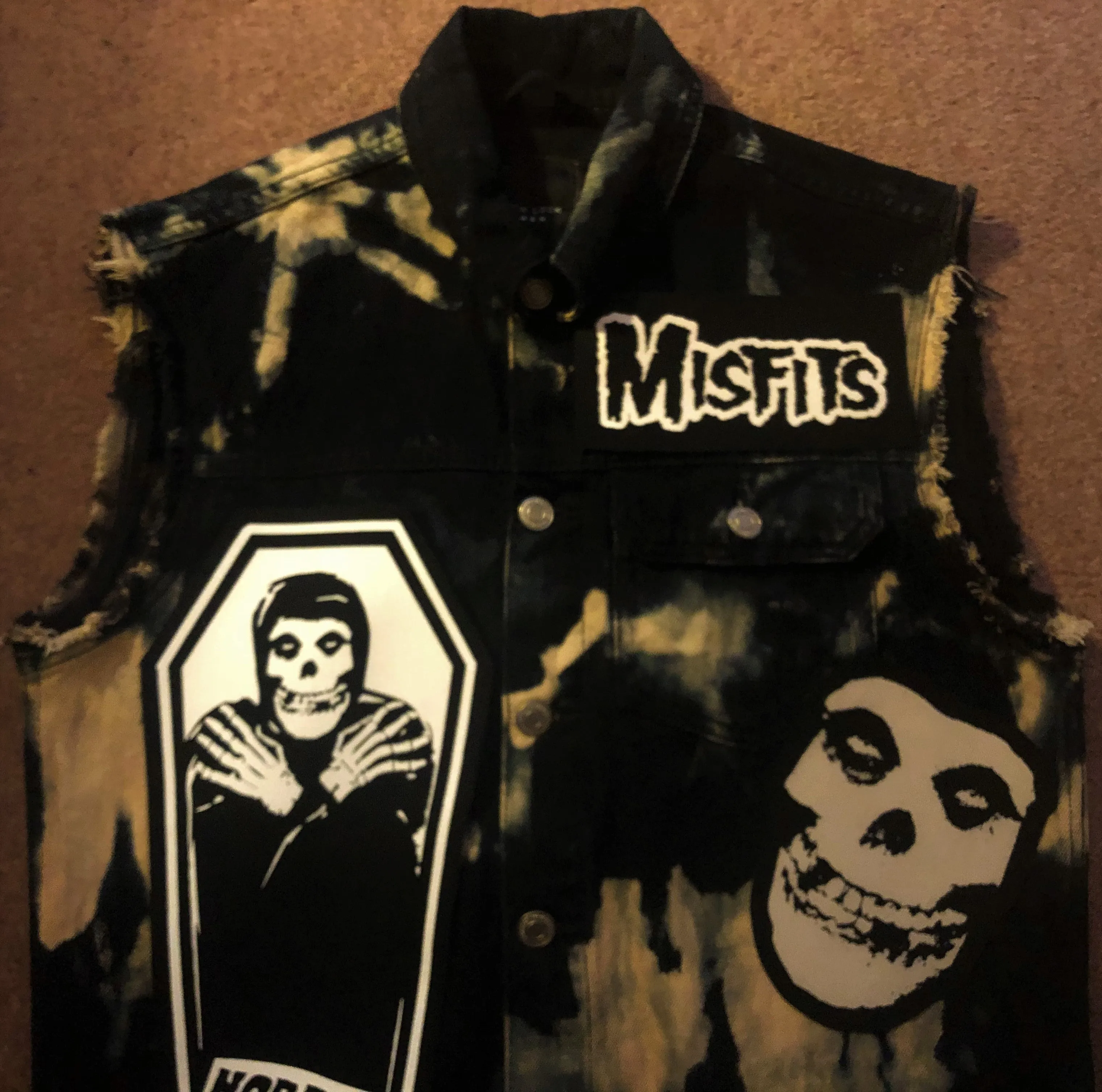 Misfits Tie-Bleach Horror Business Denim Punk Cut-Off Crimson Ghost Fiend Club