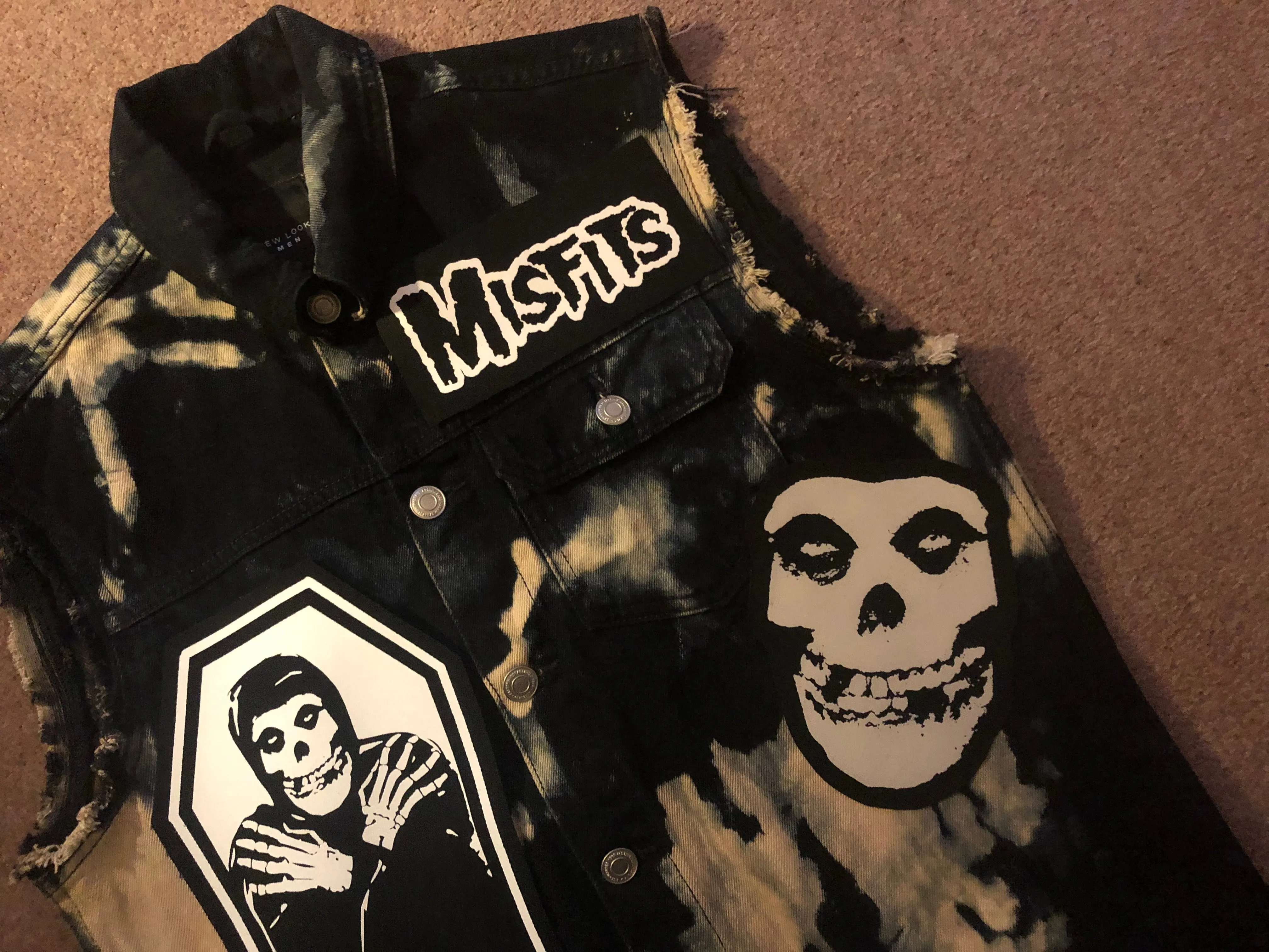 Misfits Tie-Bleach Horror Business Denim Punk Cut-Off Crimson Ghost Fiend Club