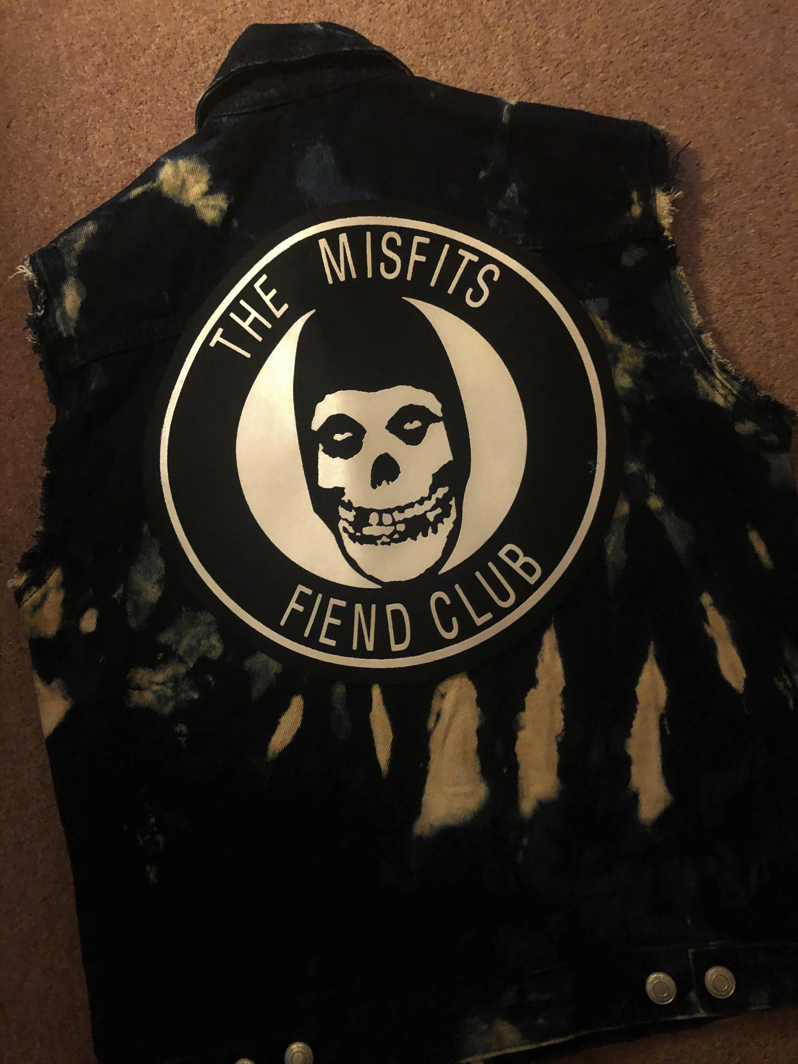 Misfits Tie-Bleach Horror Business Denim Punk Cut-Off Crimson Ghost Fiend Club