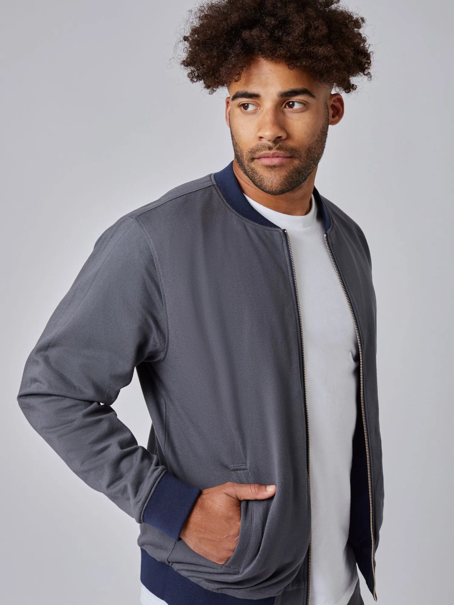 Navy   Charcoal Reversible Bomber Jacket