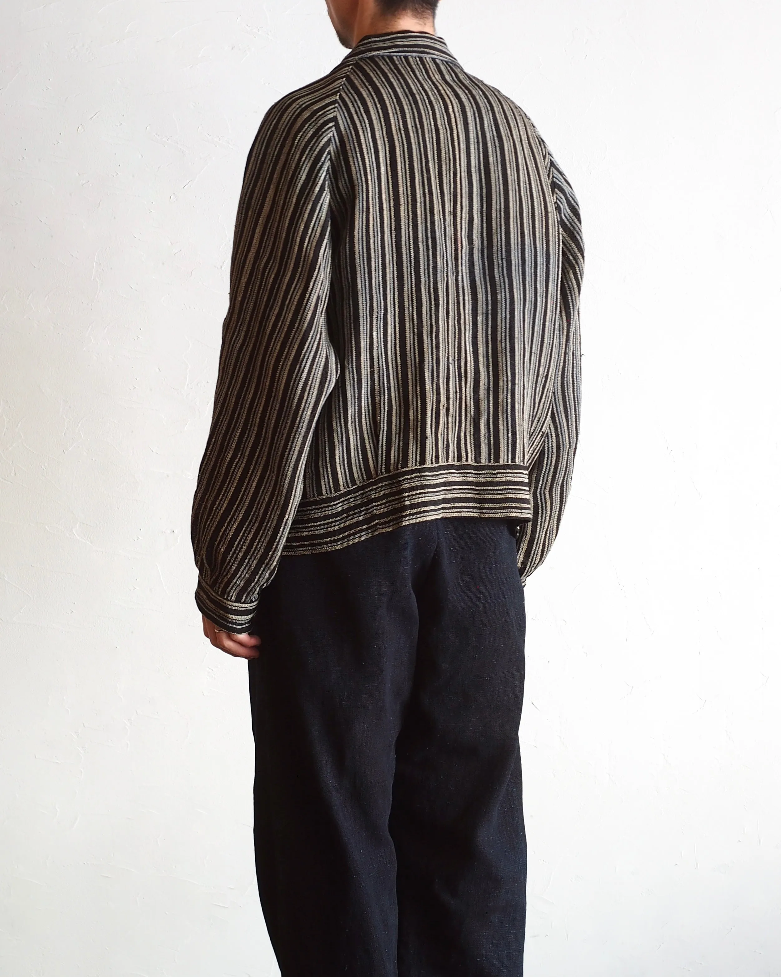 NORA SHORT JACKET~Japan old stripe hemp fabric~