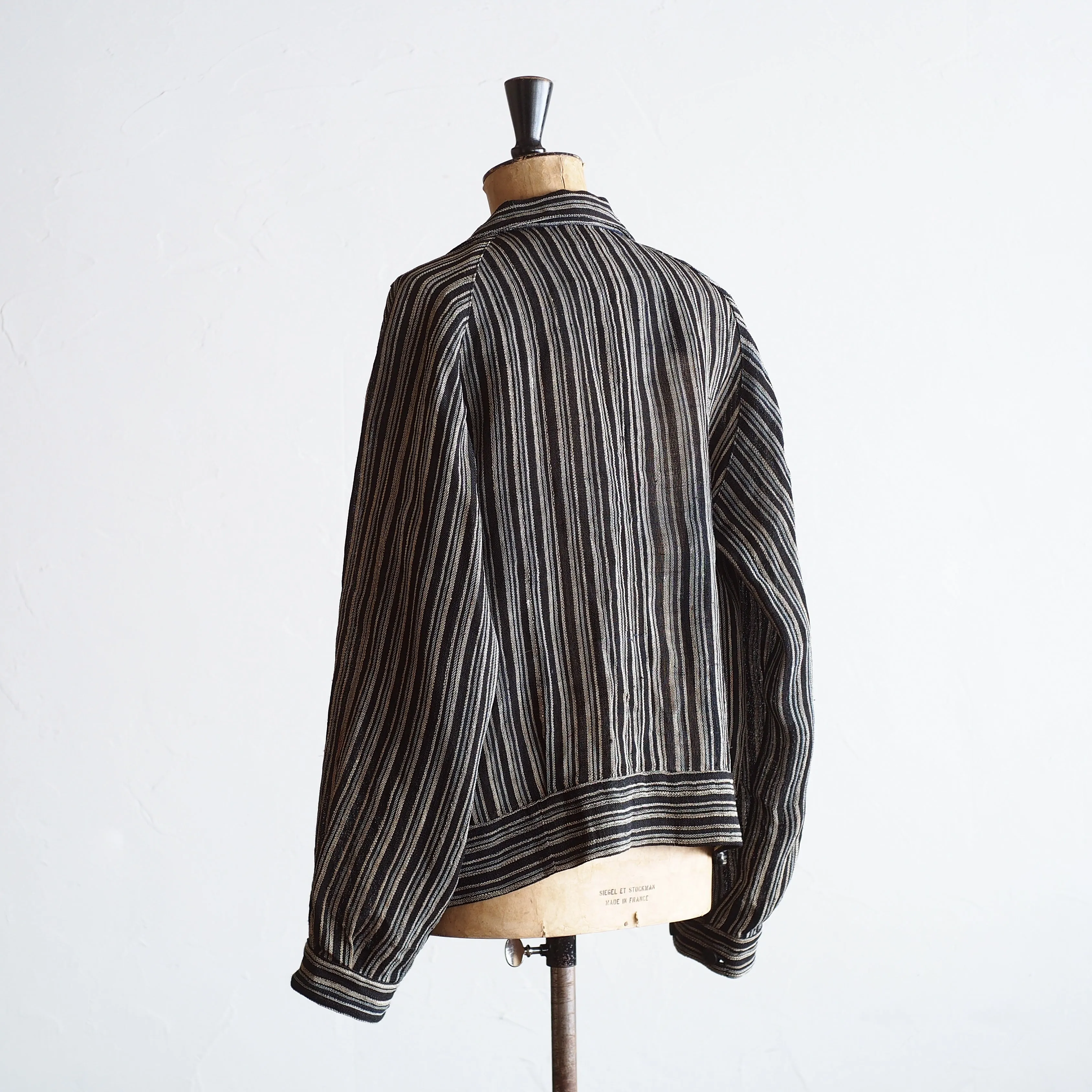 NORA SHORT JACKET~Japan old stripe hemp fabric~