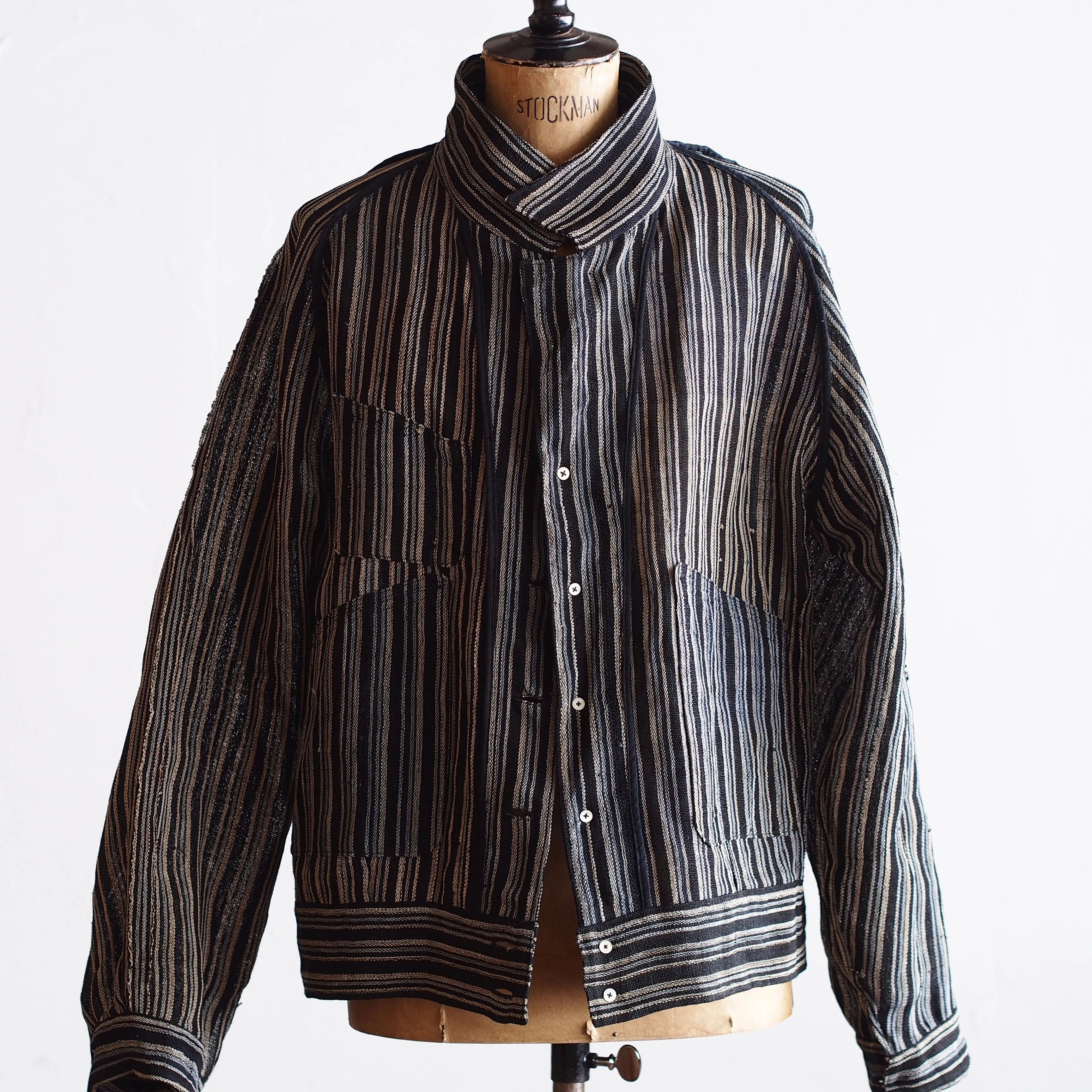 NORA SHORT JACKET~Japan old stripe hemp fabric~