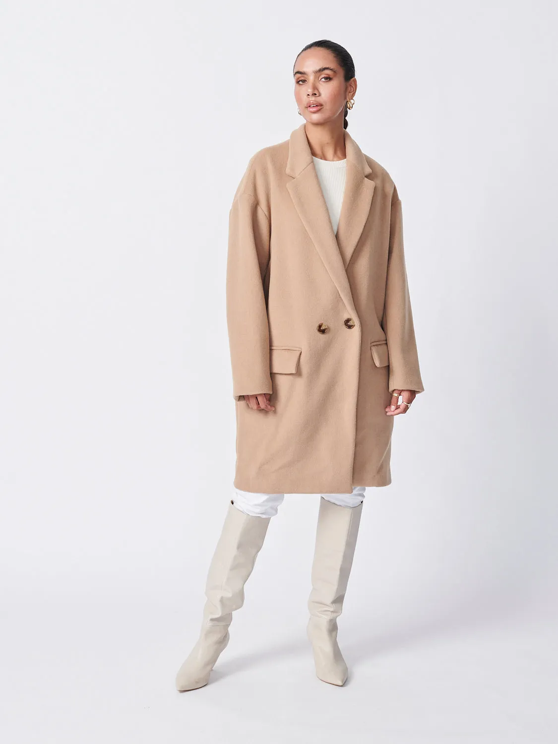 Oversized Wool Coat - Camel